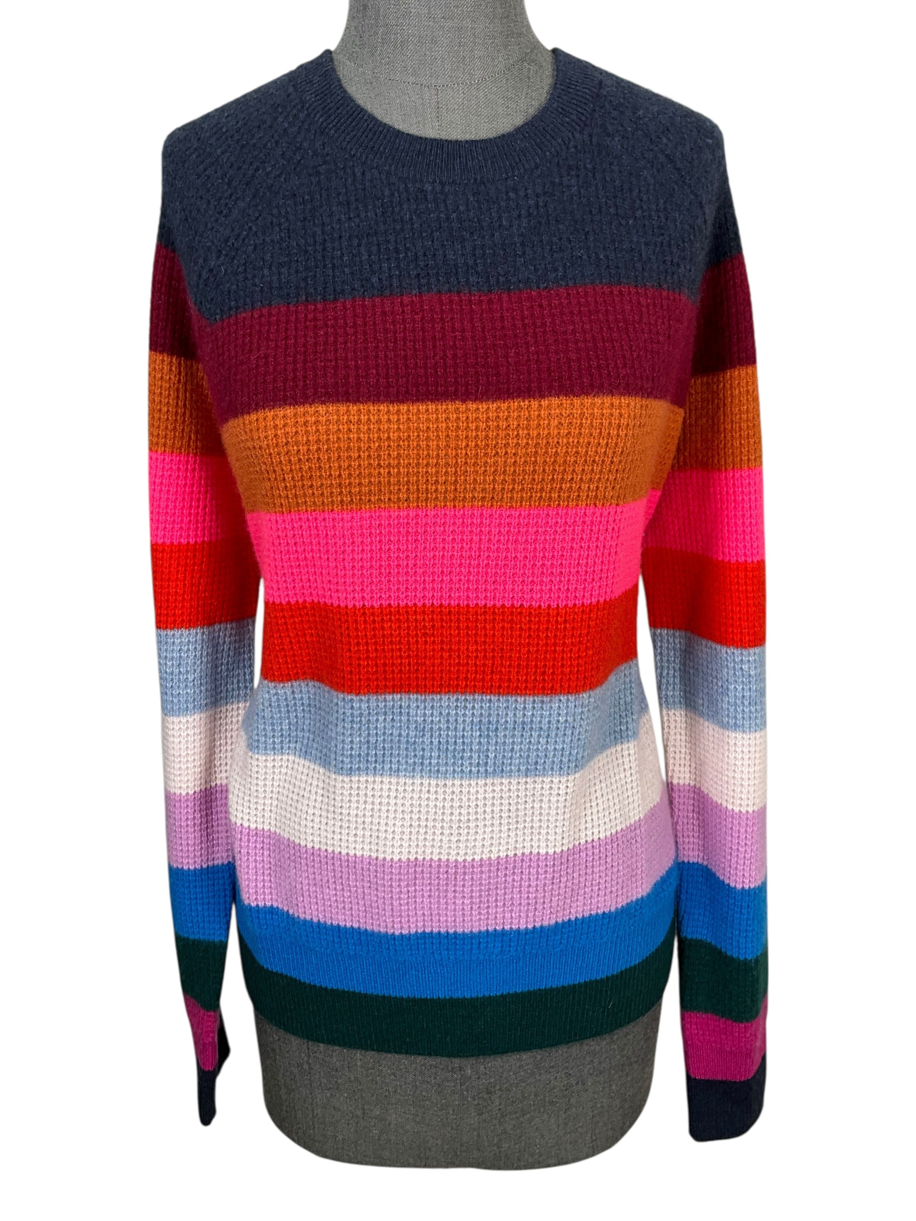 White & Warren Striped Cashmere Sweater Size M NEW