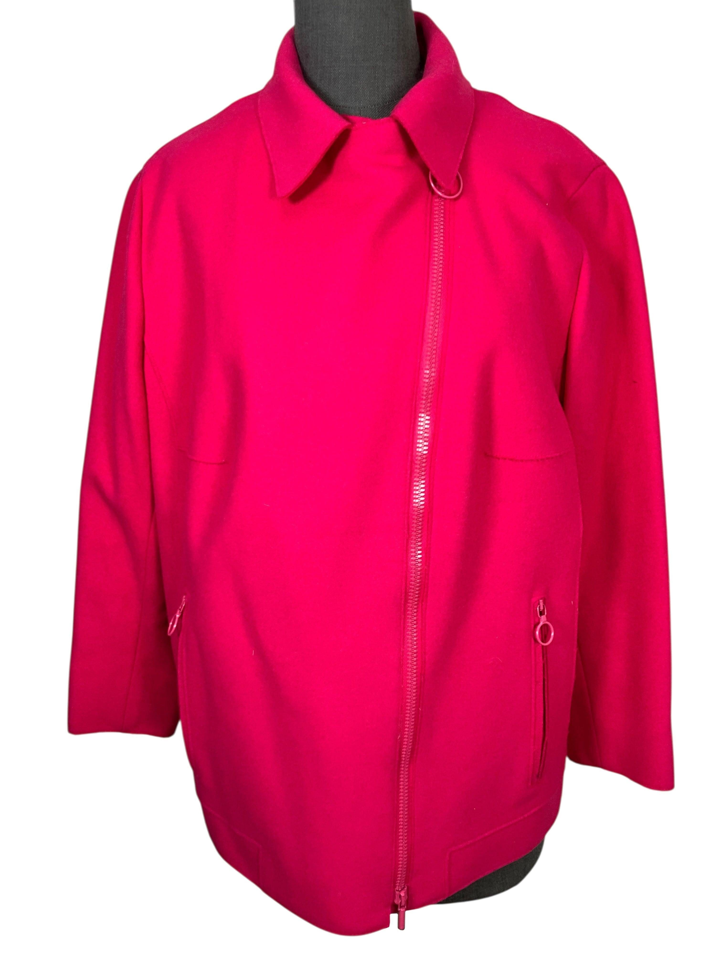 Akris Punto Wool Asymmetrical Zip Jacket Size XL