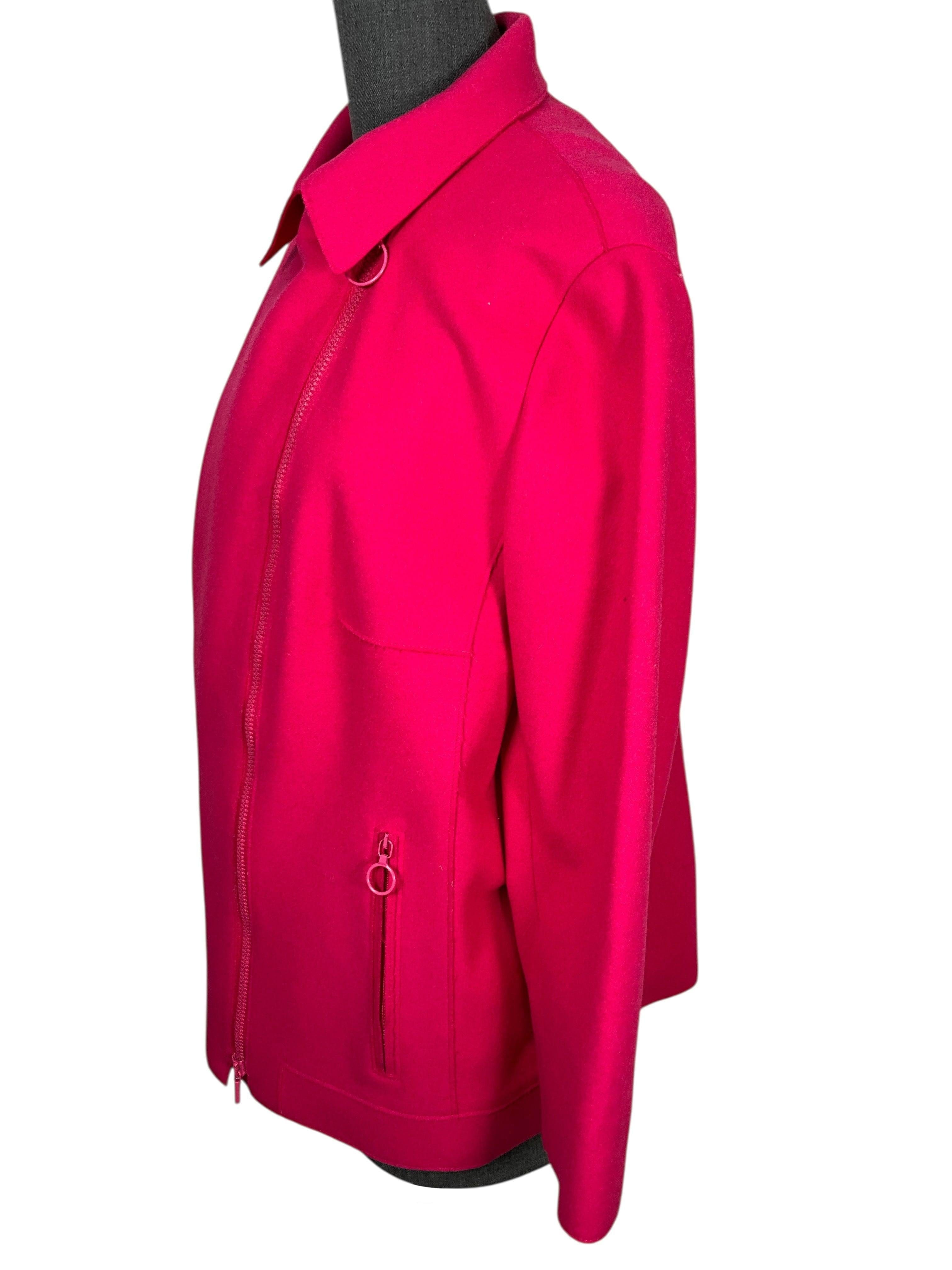 Akris Punto Wool Asymmetrical Zip Jacket Size XL