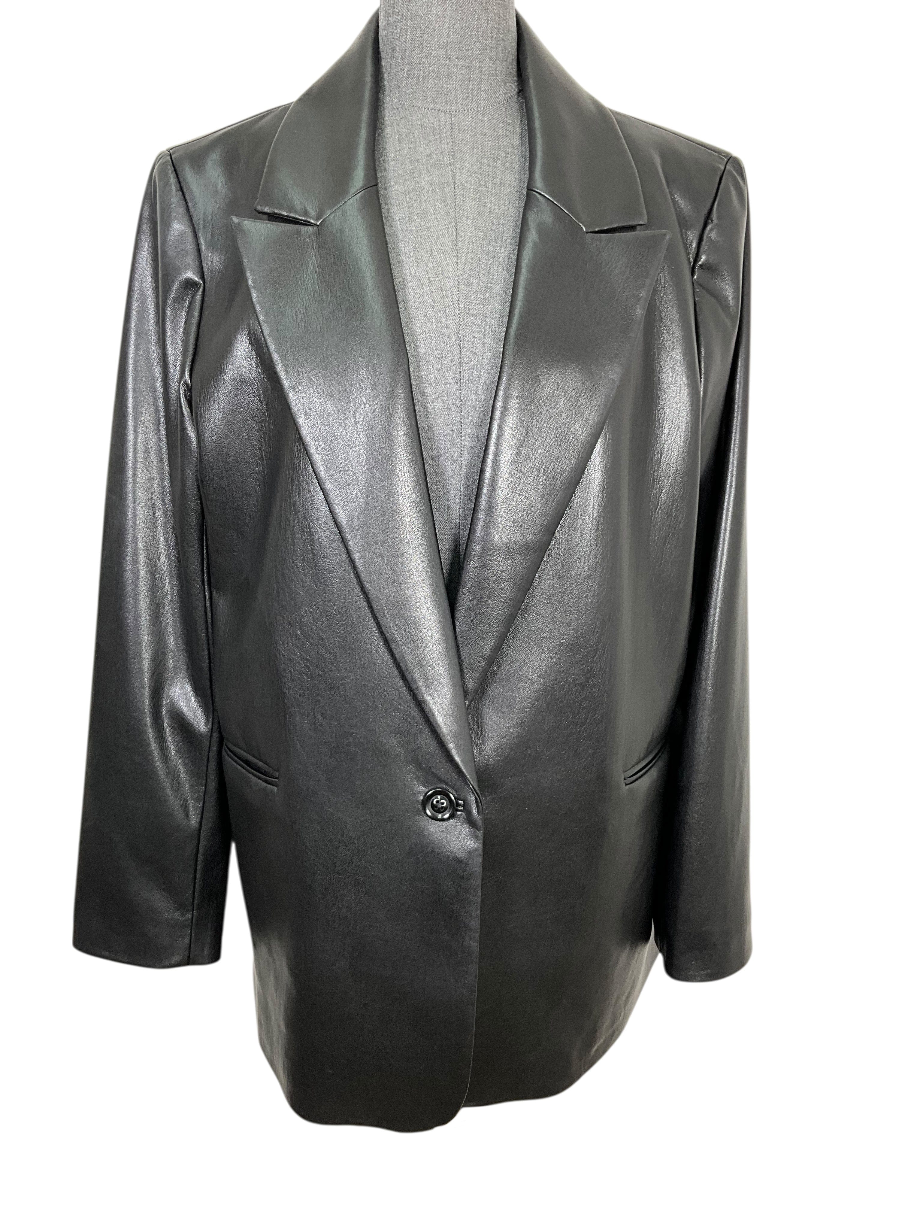 Alice + Olivia Vegan Leather Blazer Size XL