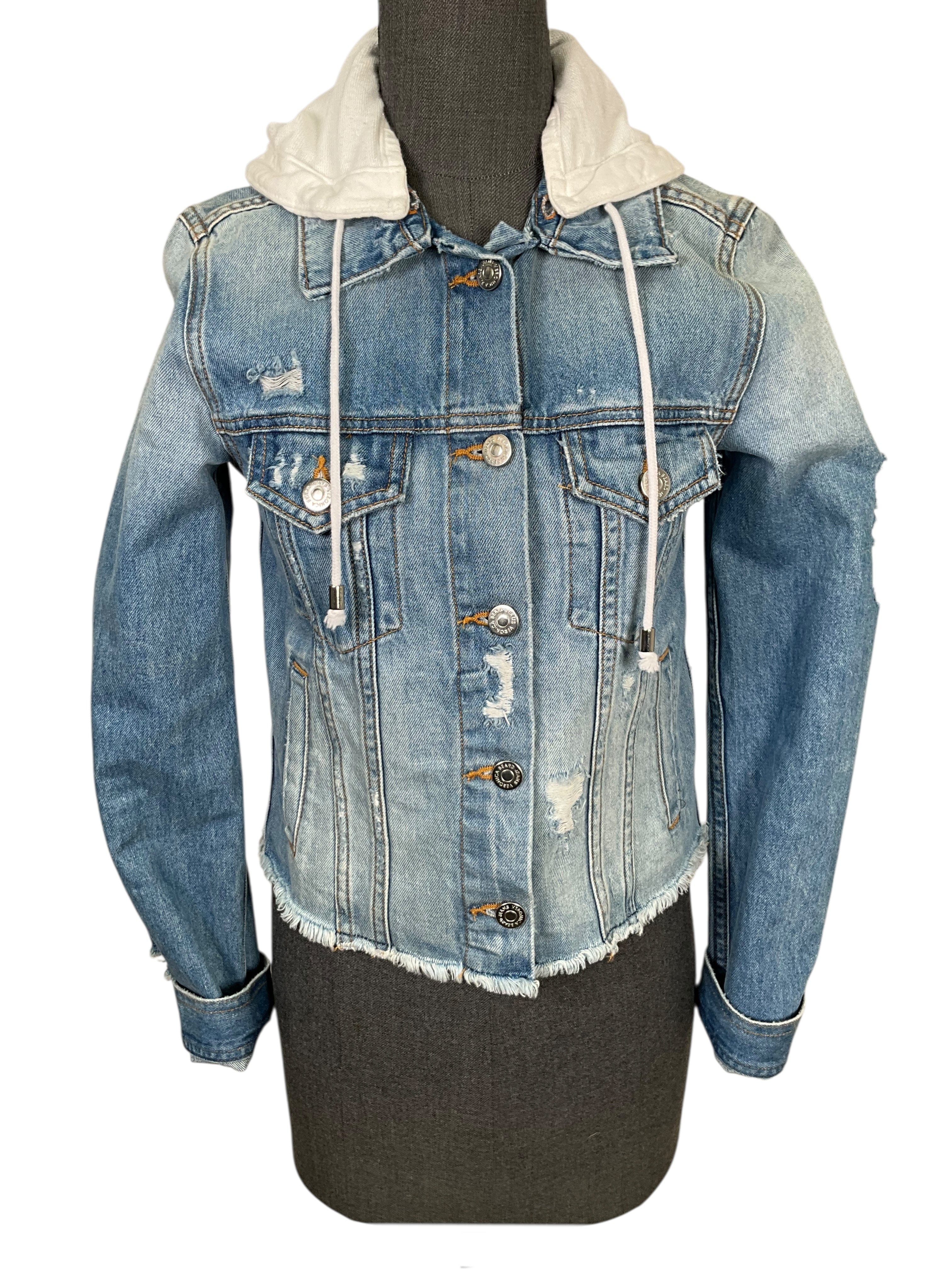 Veronica Beard Cara Denim Hooded Jacket Size XS