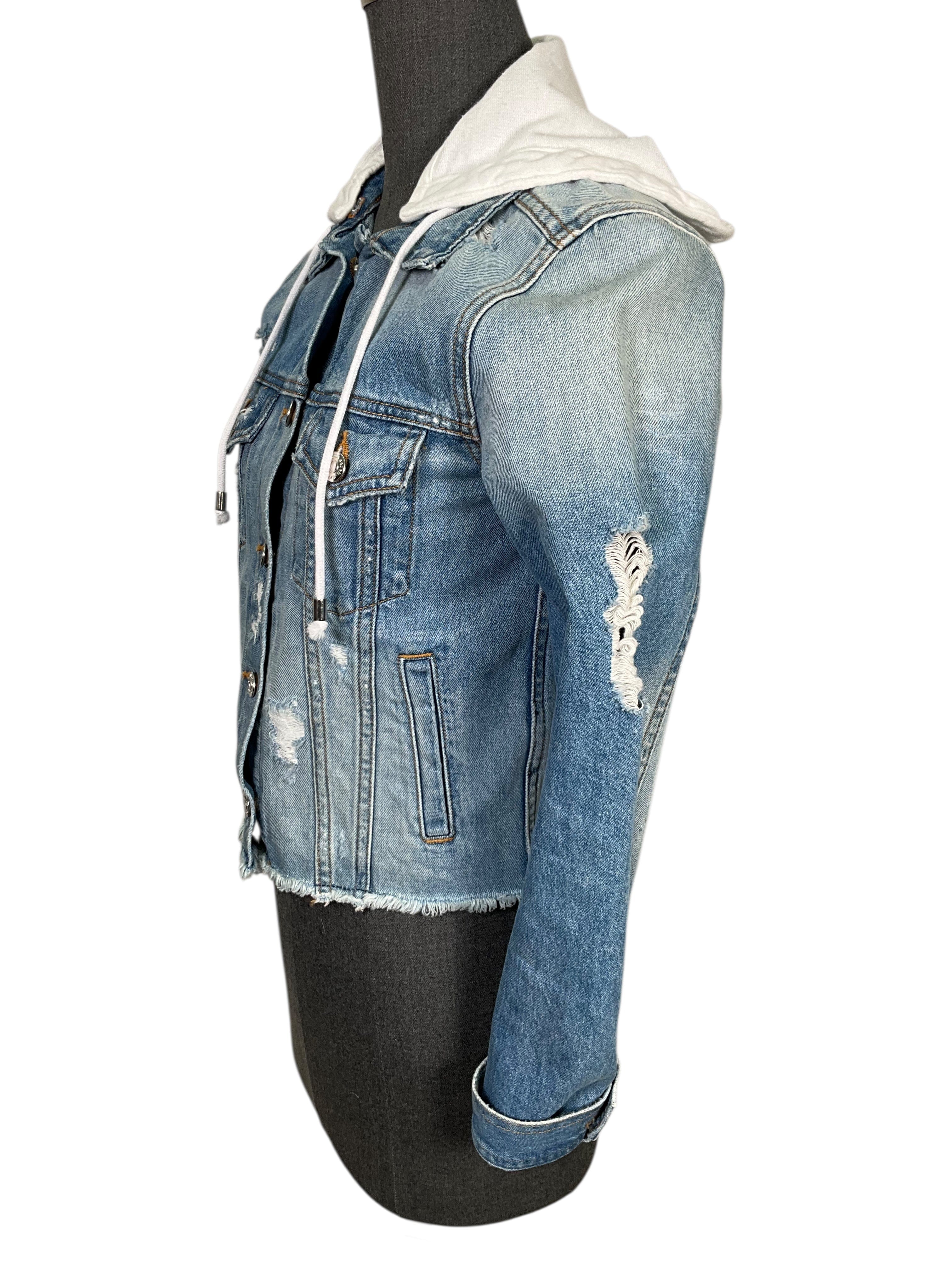 Veronica Beard Cara Denim Hooded Jacket Size XS
