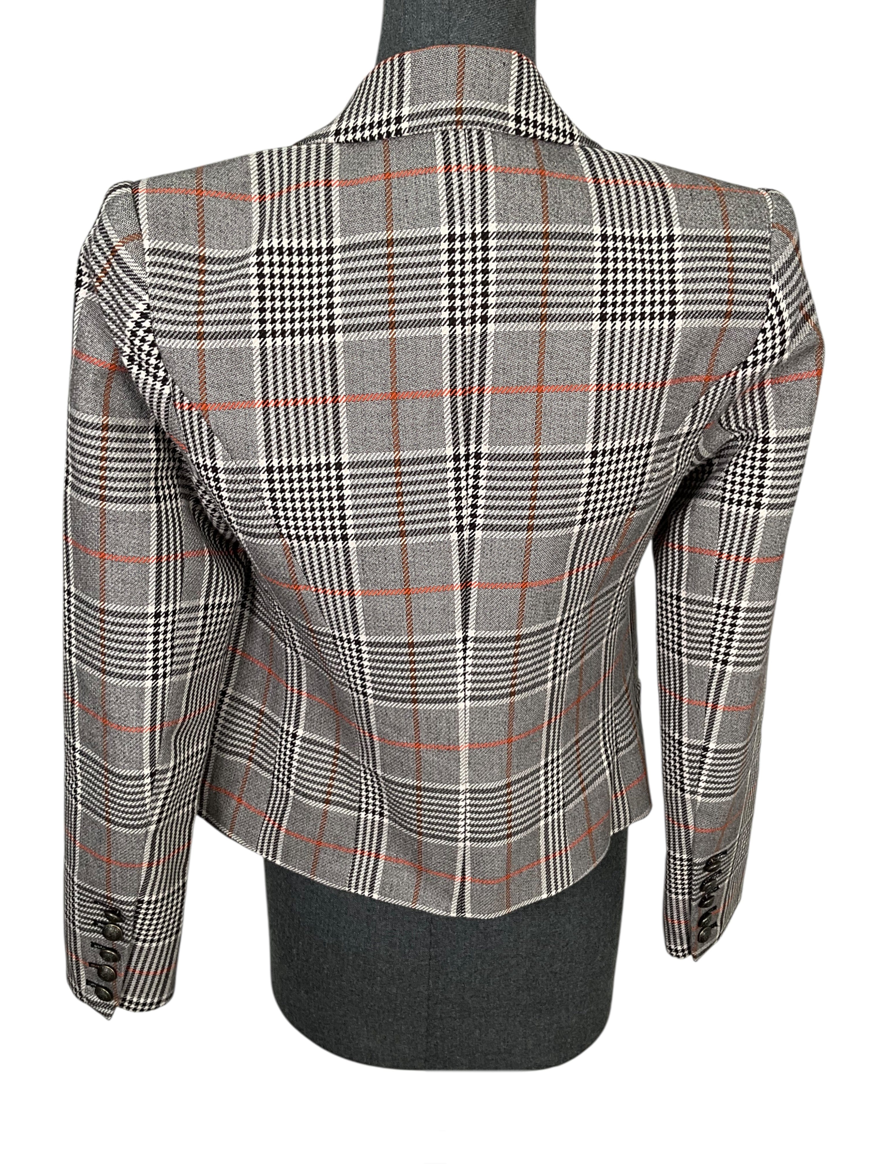 L'AGENCE Brooke Double Breasted Plaid Blazer Size XS