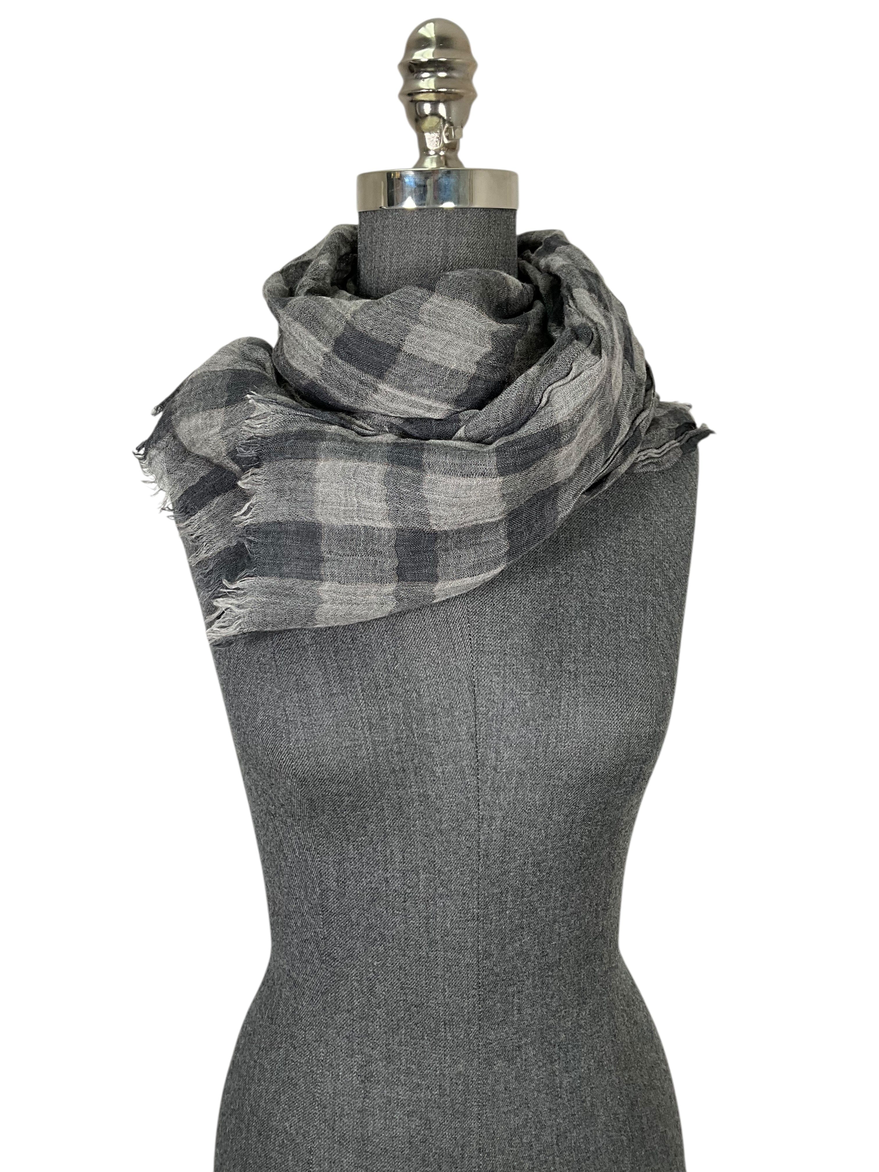 Brunello Cucinelli Plaid Linen Oblong Scarf