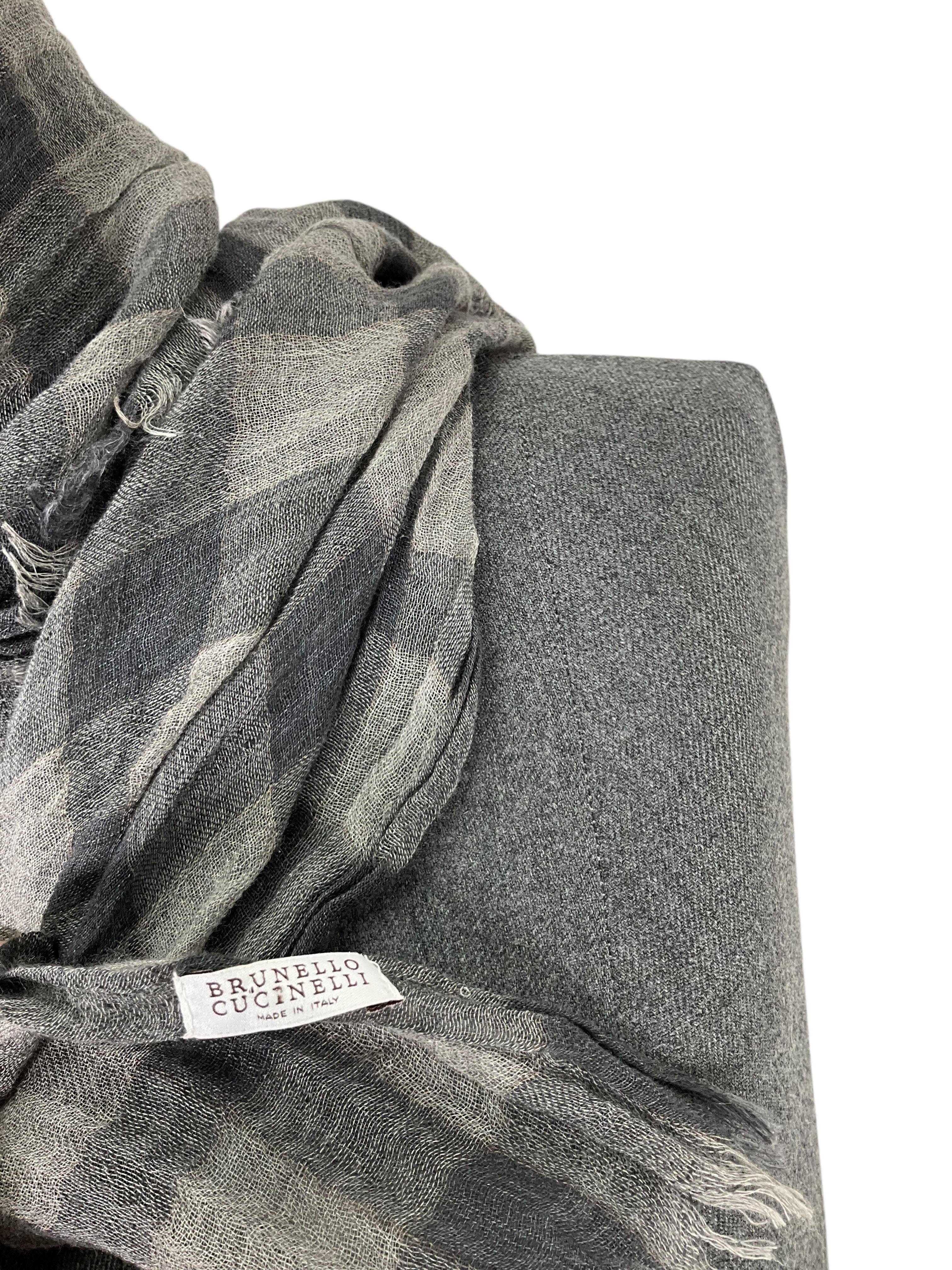 Brunello Cucinelli Plaid Linen Oblong Scarf