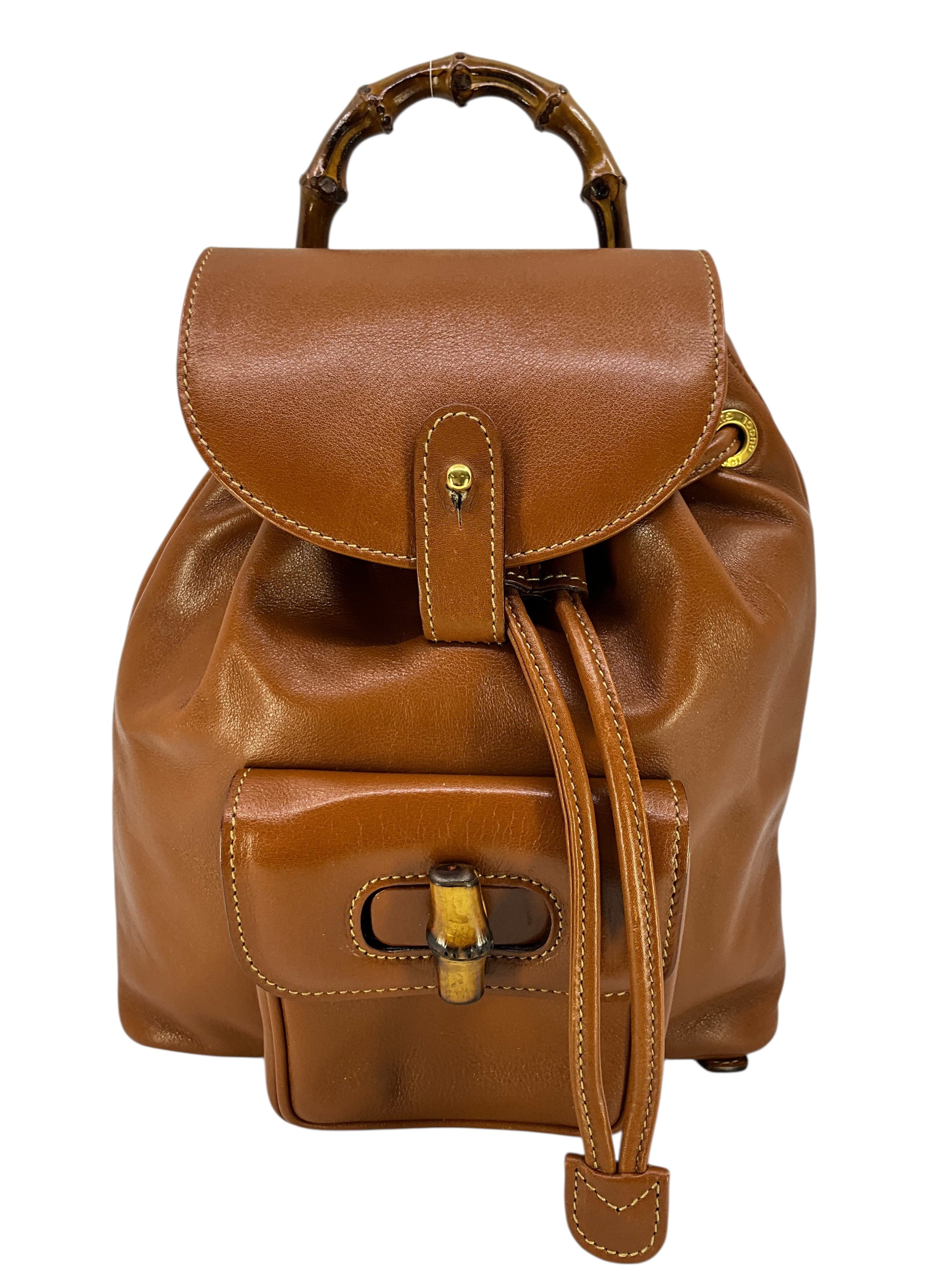 Gucci Vintage Leather Bamboo Small Backpack