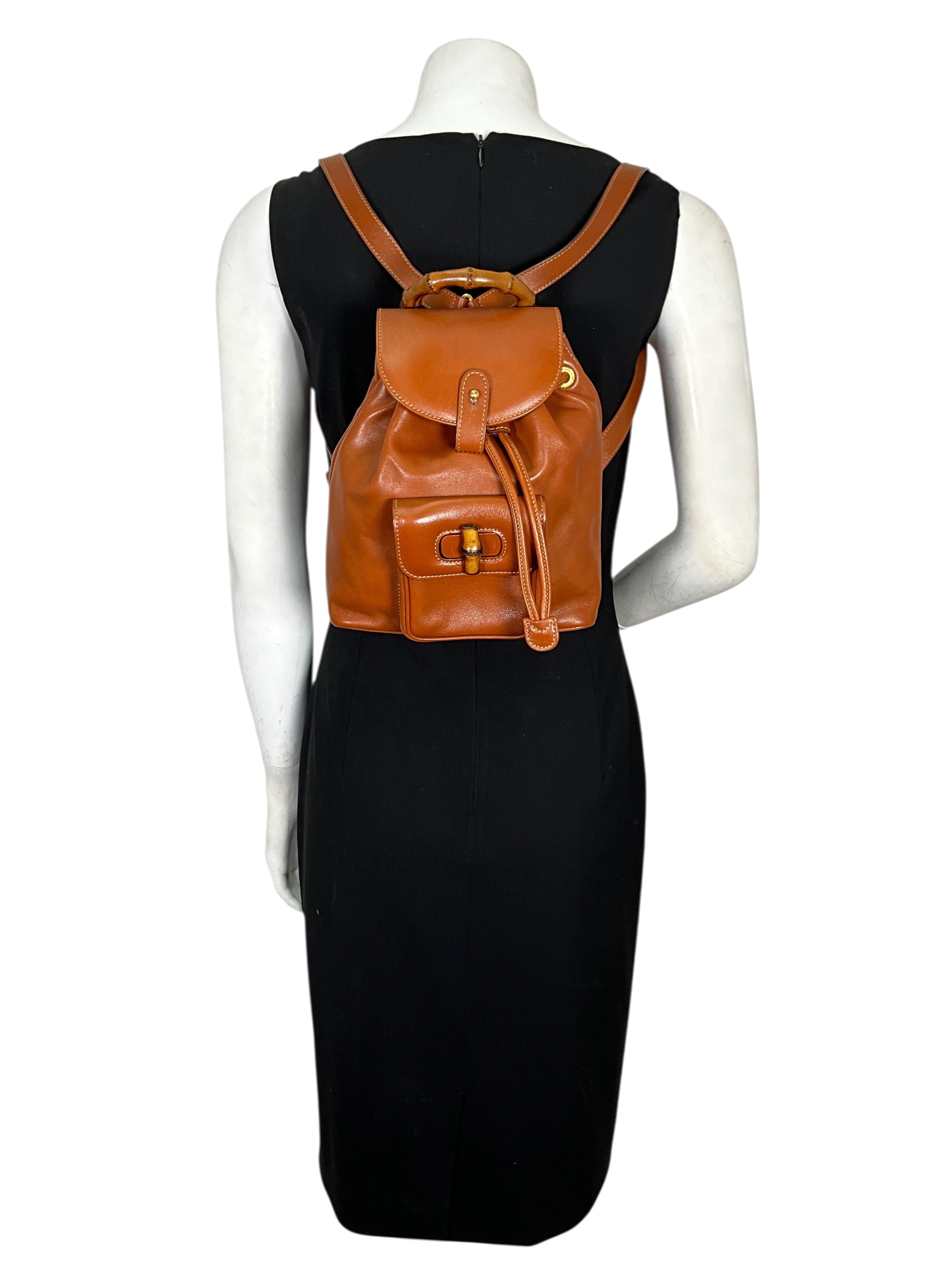 Gucci Vintage Leather Bamboo Small Backpack