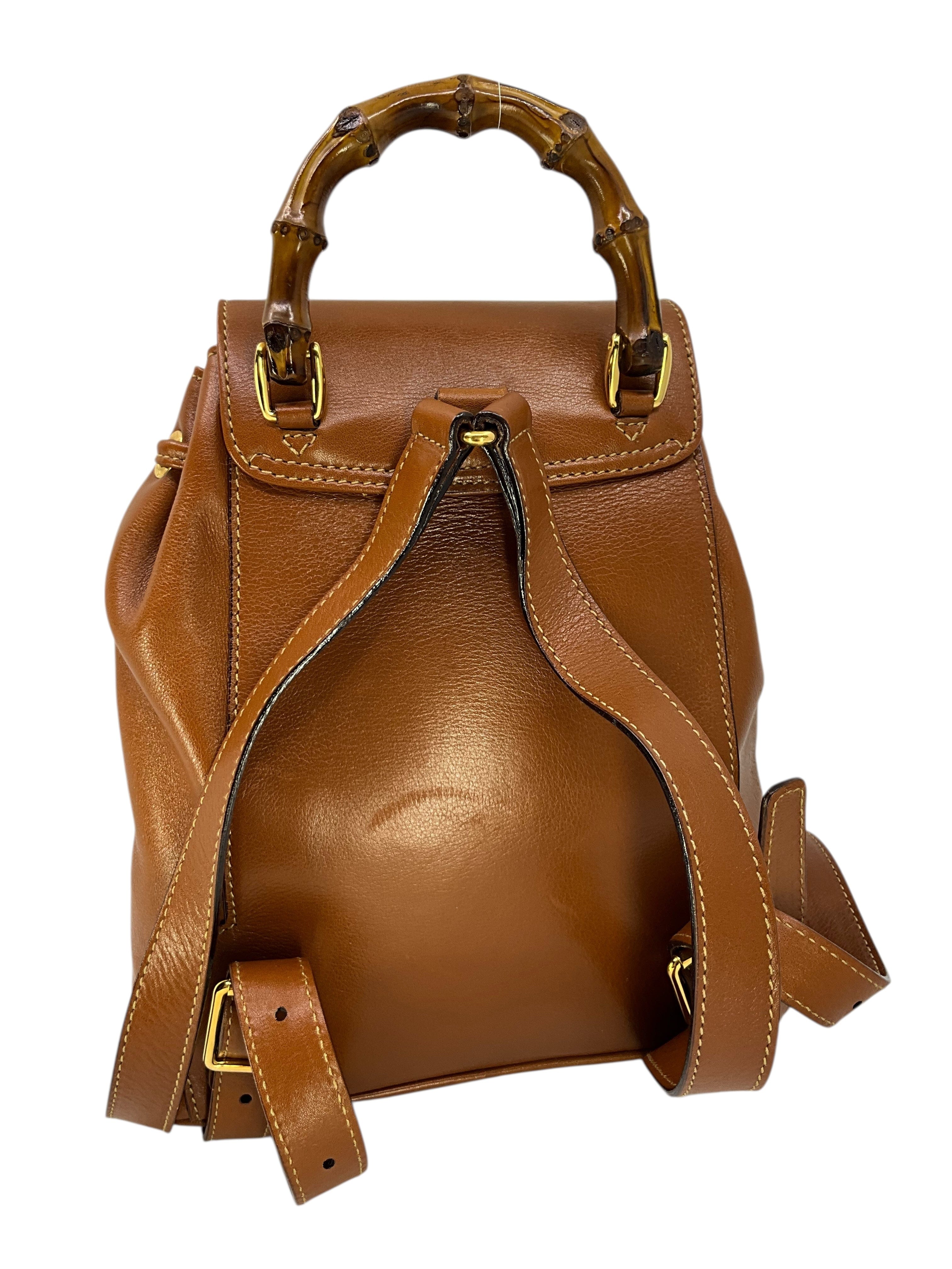 Gucci Vintage Leather Bamboo Small Backpack
