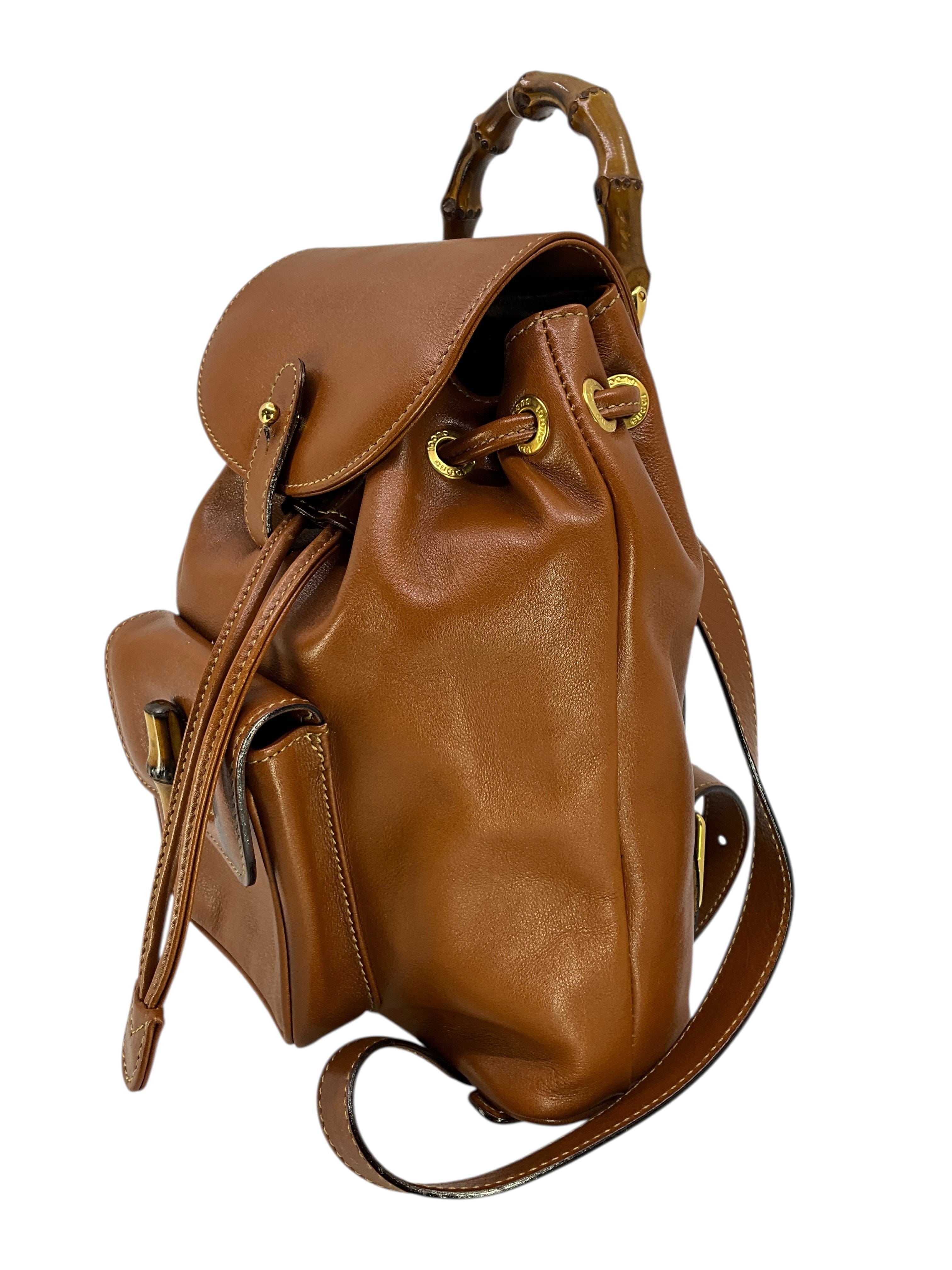 Gucci Vintage Leather Bamboo Small Backpack