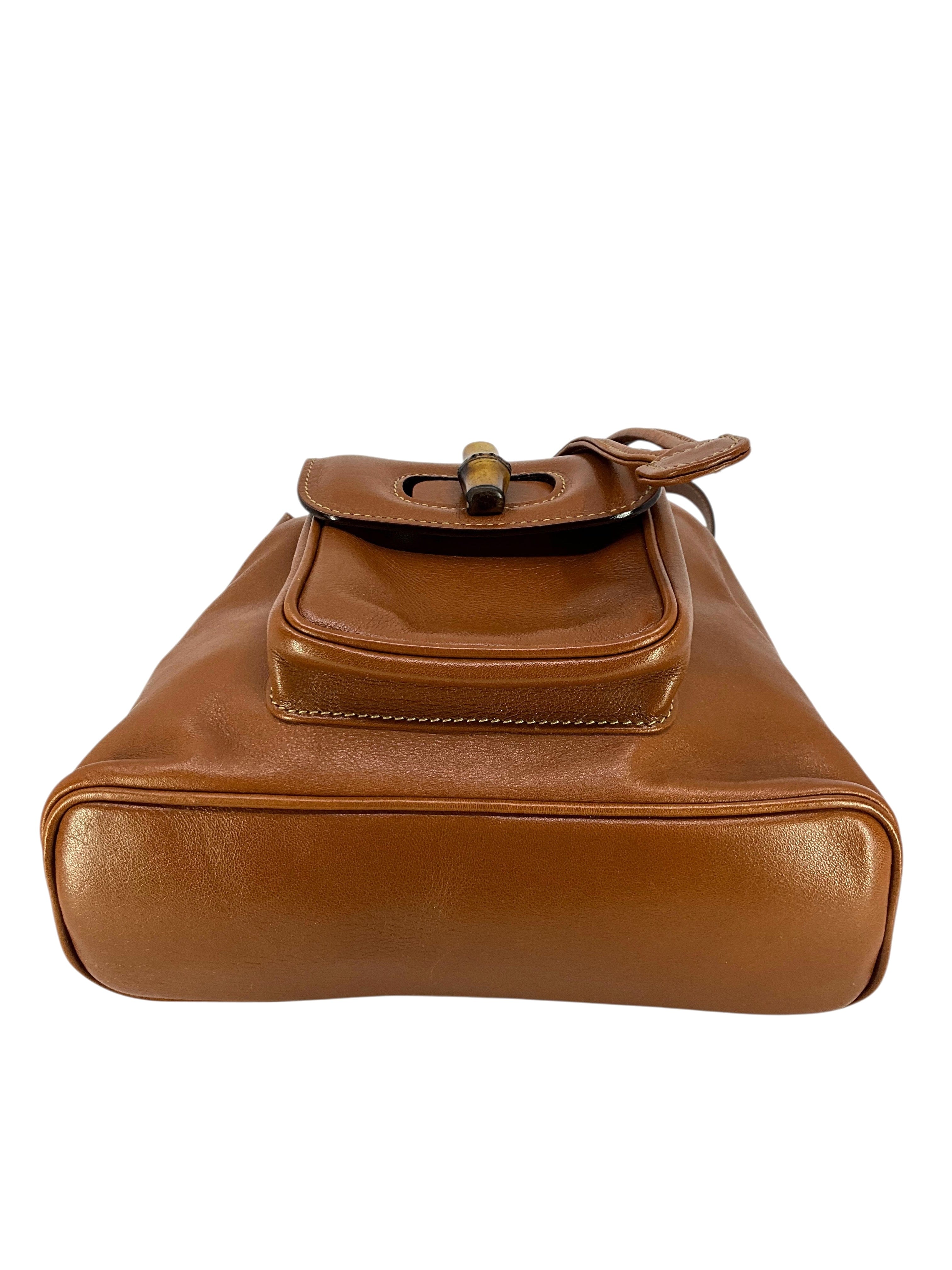 Gucci Vintage Leather Bamboo Small Backpack