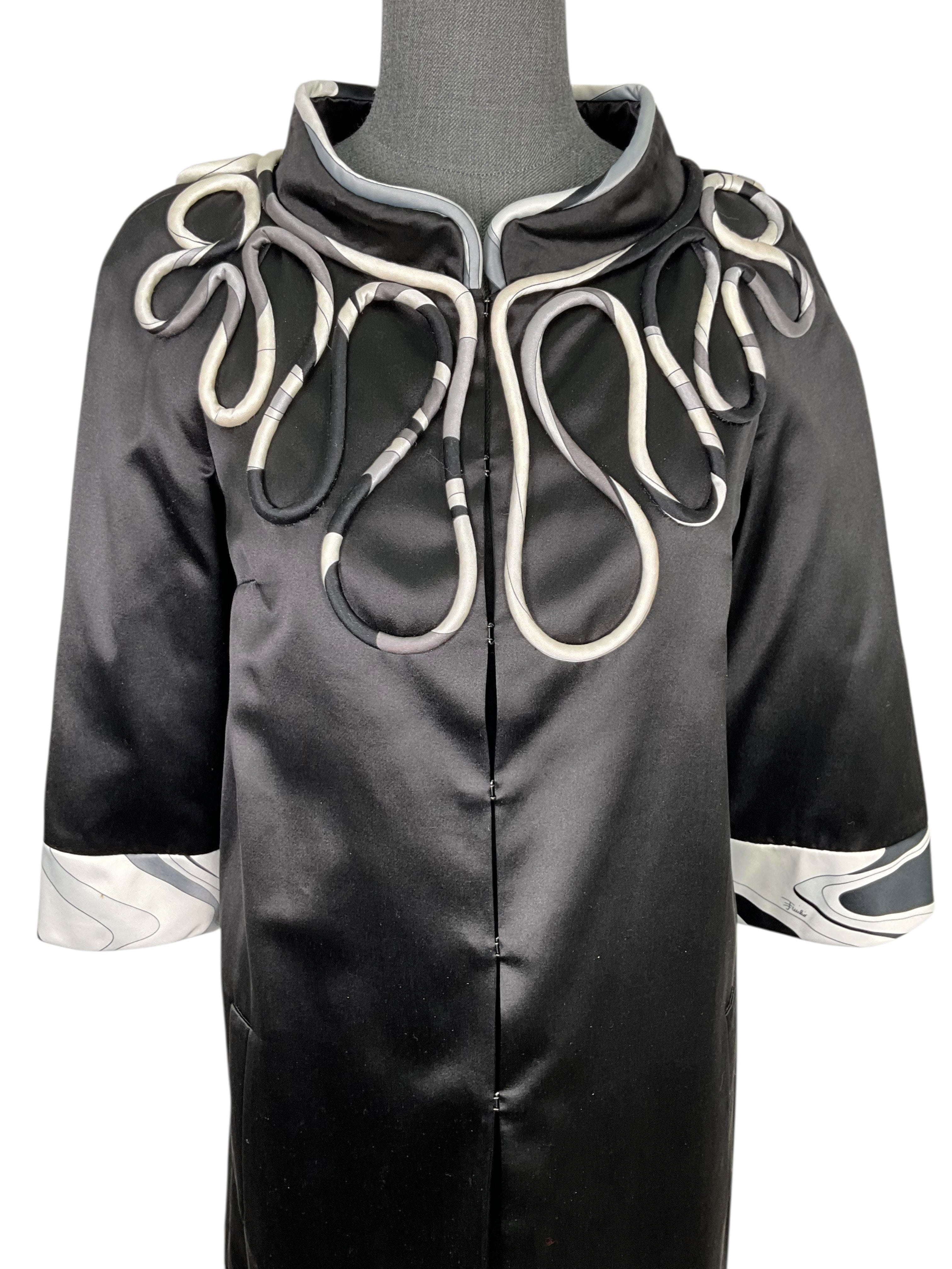 Emilio Pucci Cotton Silk Printed Trim Duster Jacket Size M