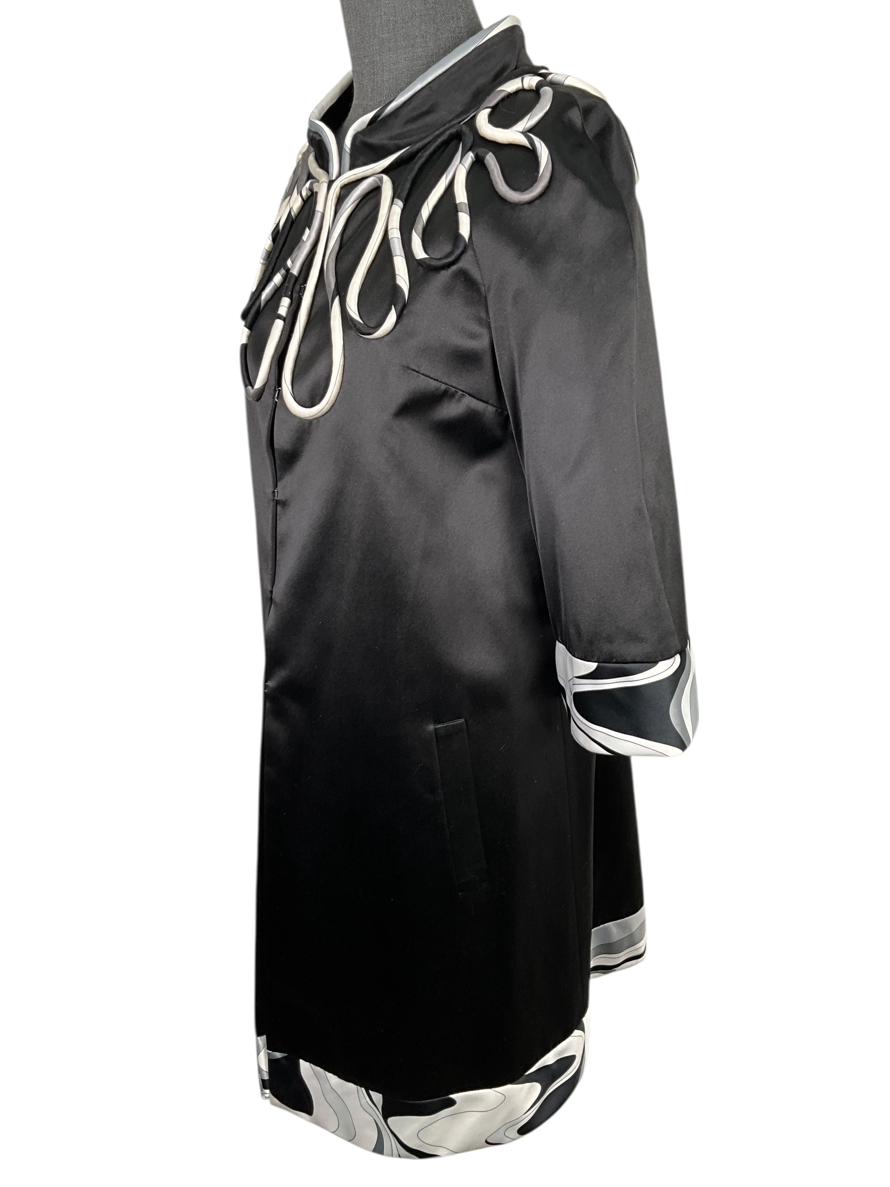 Emilio Pucci Cotton Silk Printed Trim Duster Jacket Size M