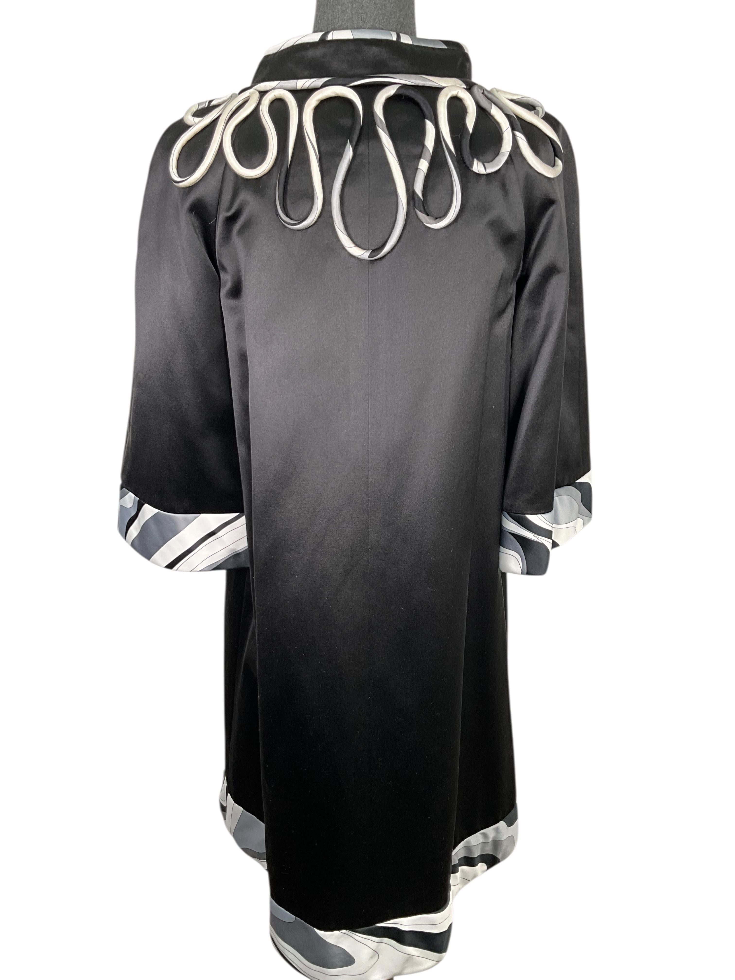 Emilio Pucci Cotton Silk Printed Trim Duster Jacket Size M