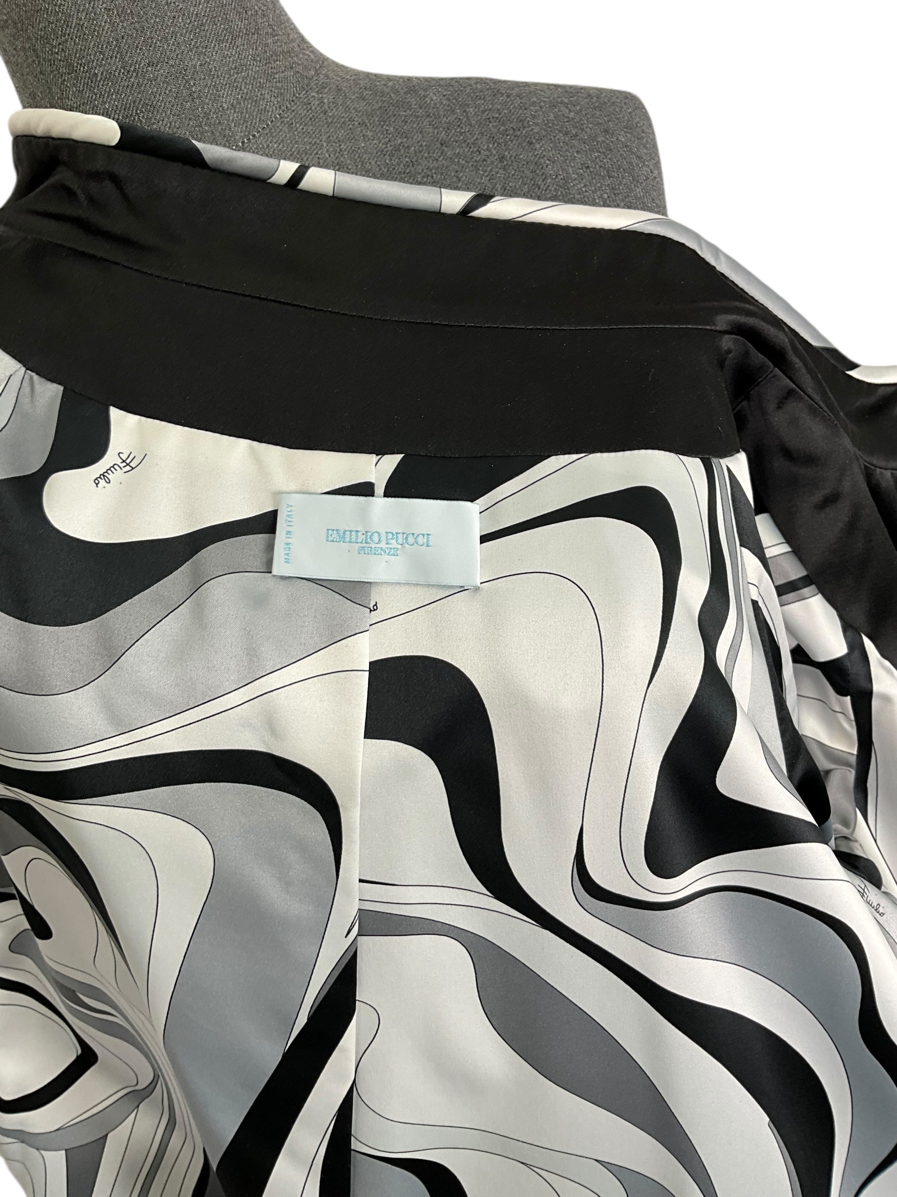 Emilio Pucci Cotton Silk Printed Trim Duster Jacket Size M