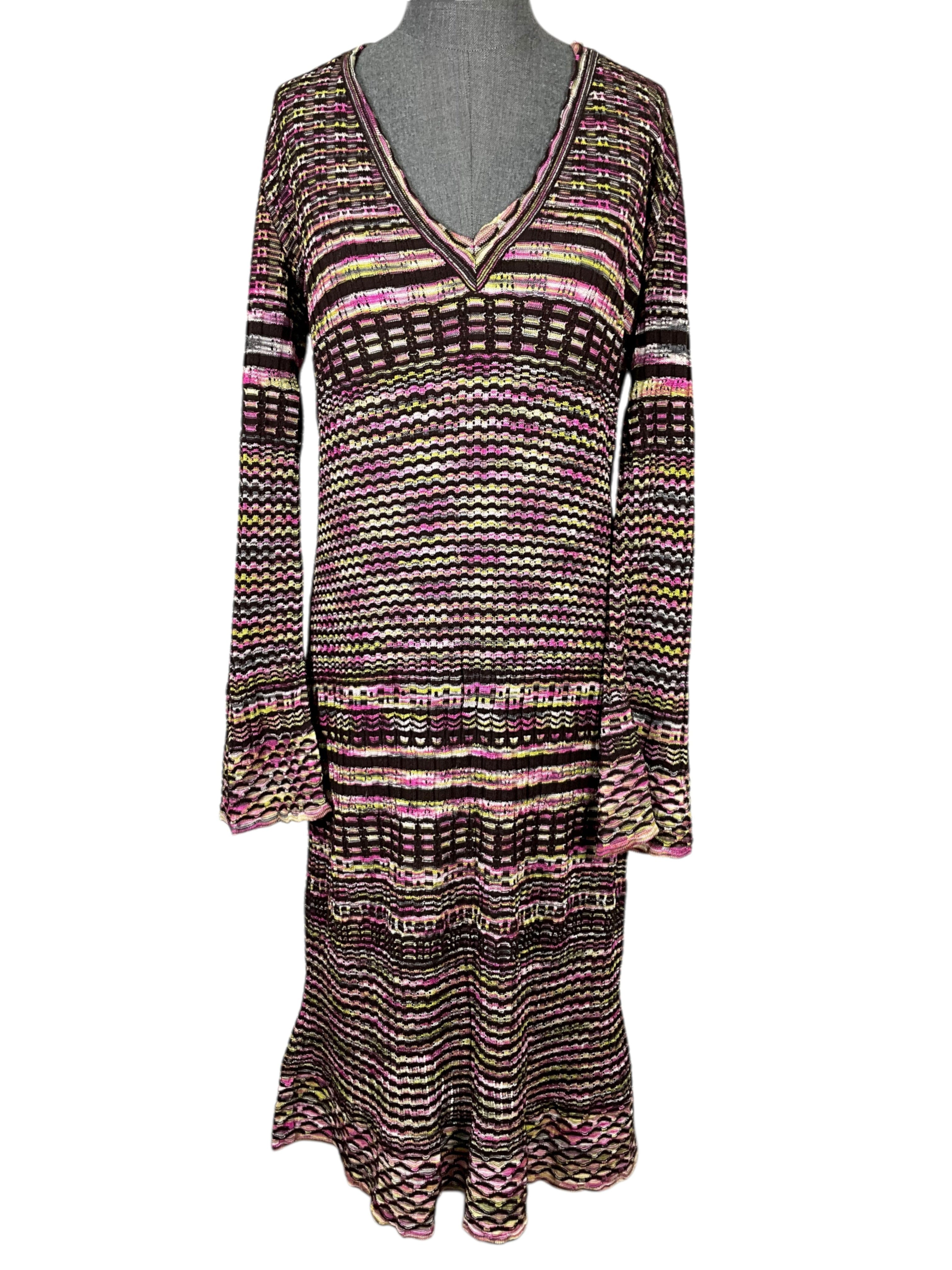 Missoni Striped Knit Long Sleeve Dress Size L
