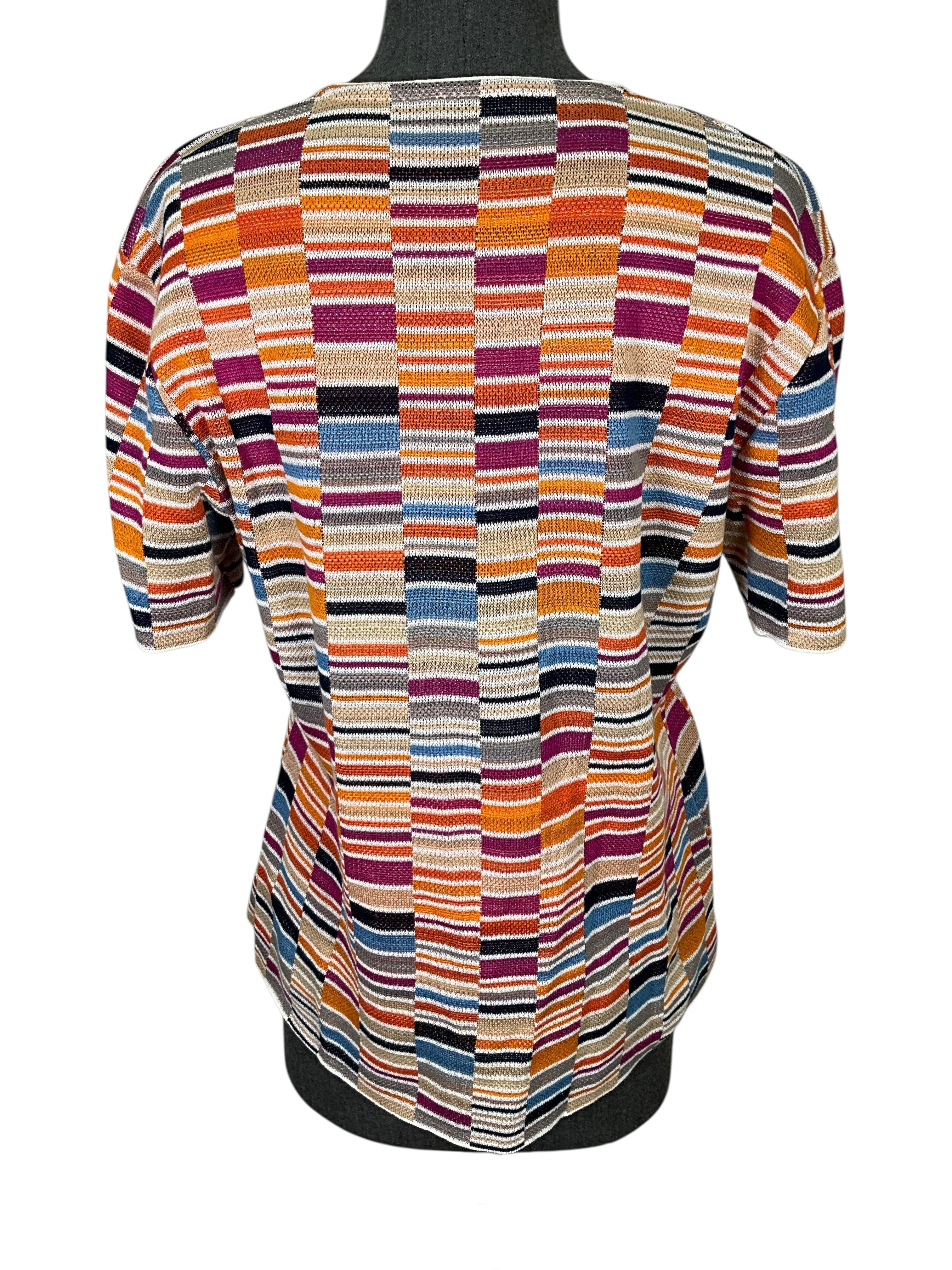 Missoni Sport Knit Cotton Short Sleeve Sweater Size XL