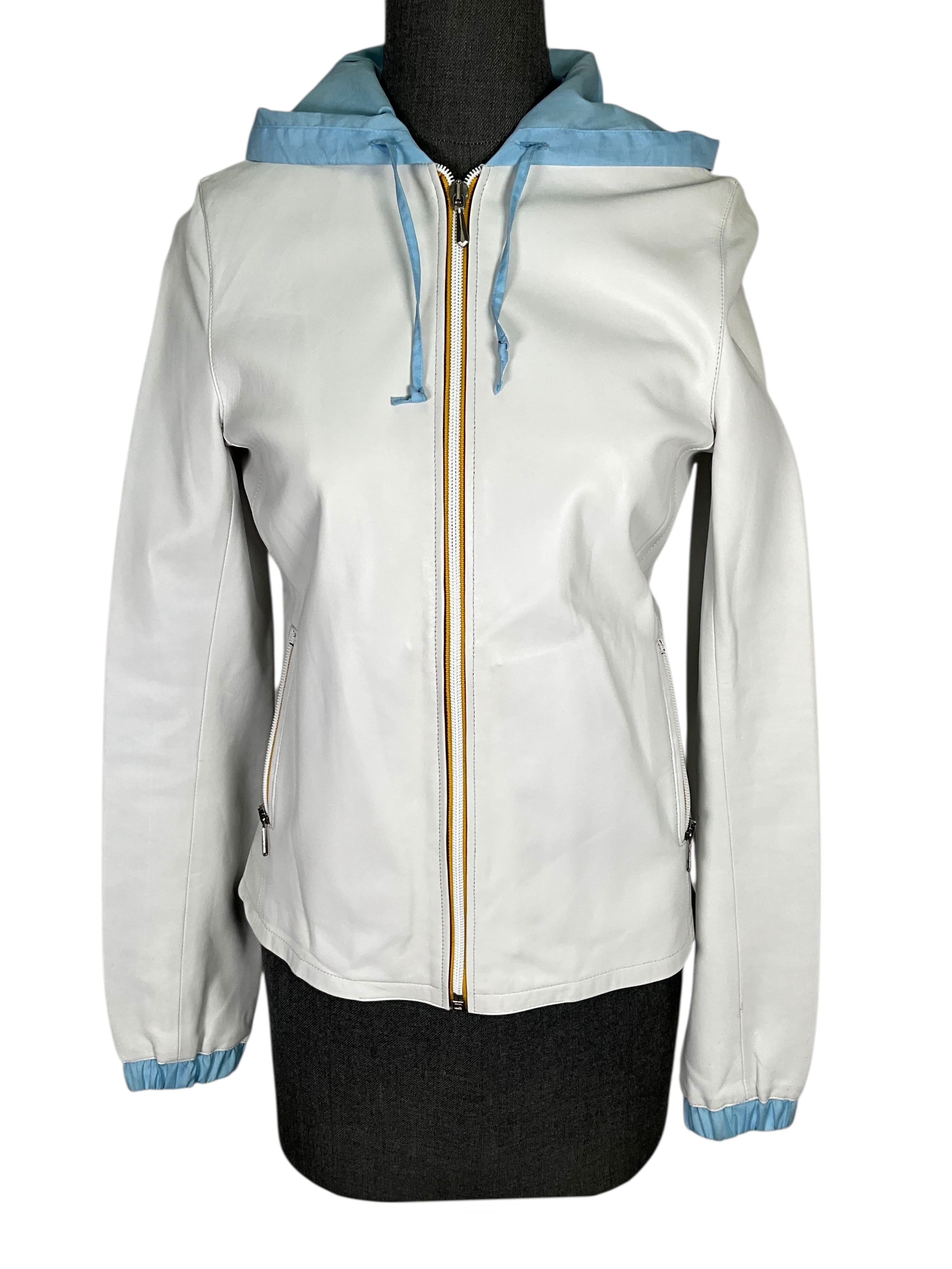Miu Miu Leather Hooded Jacket Size M