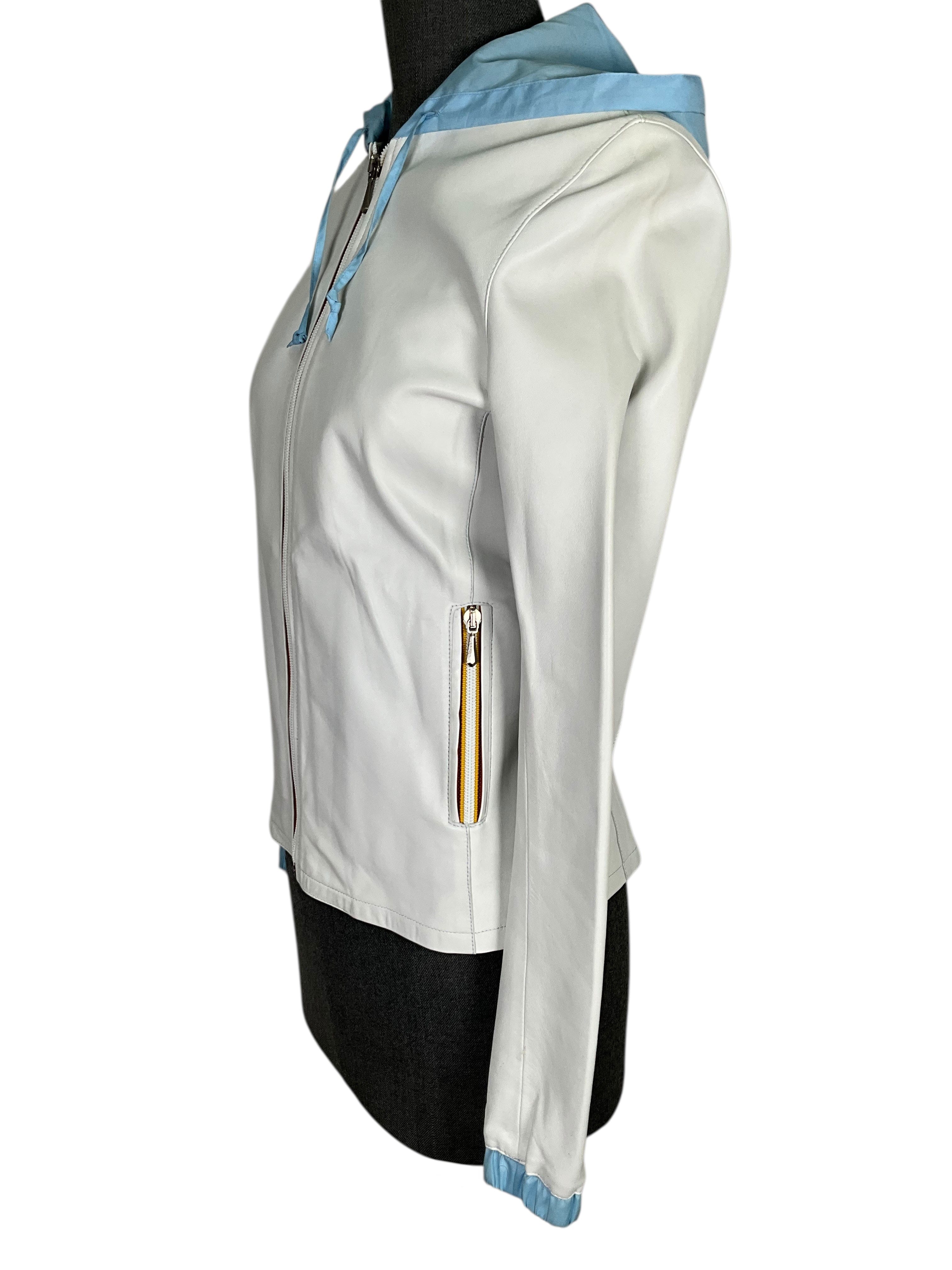 Miu Miu Leather Hooded Jacket Size M