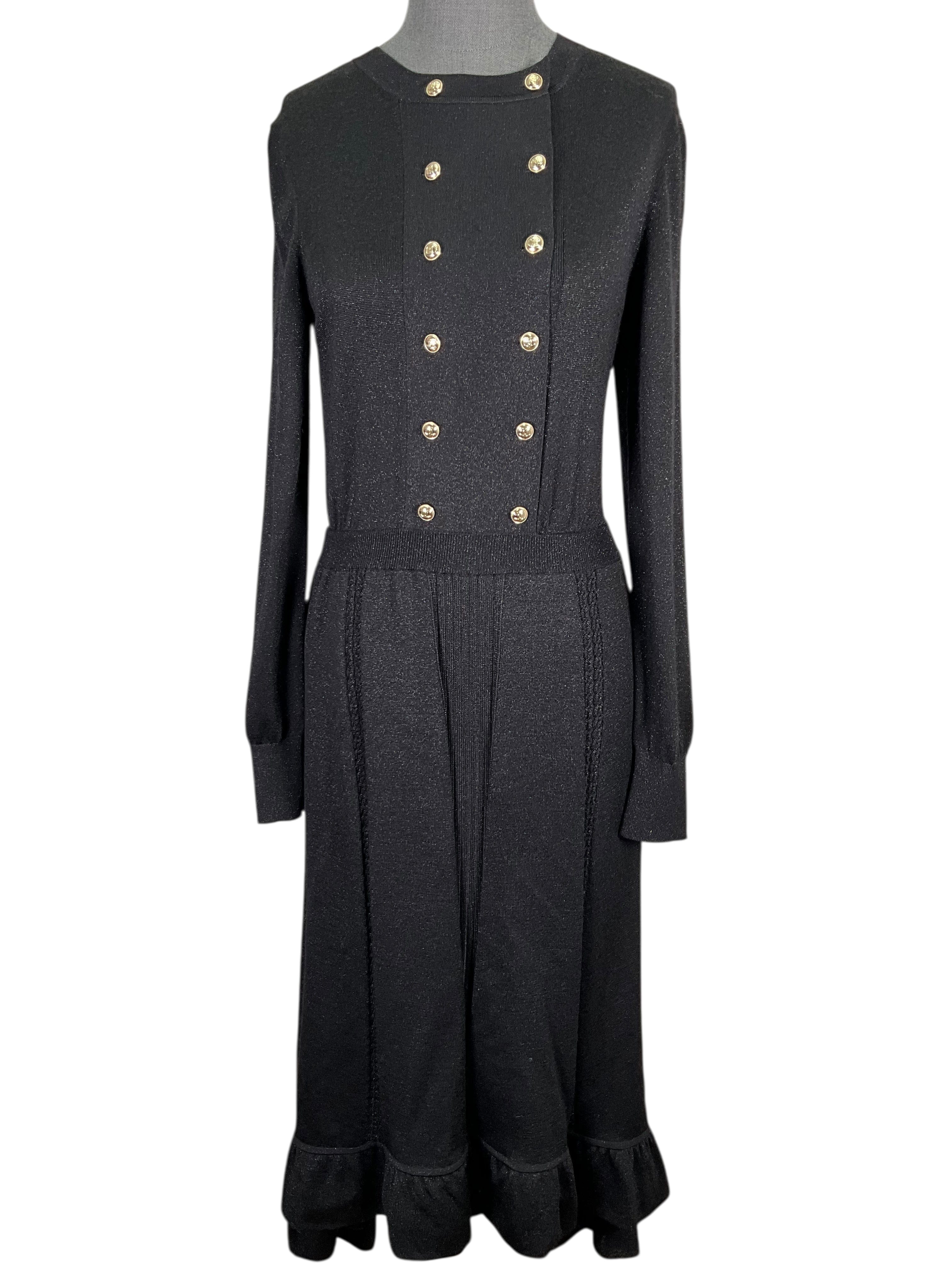 Chanel 2020 Long Sleeve CC Button Midi Dress Size S