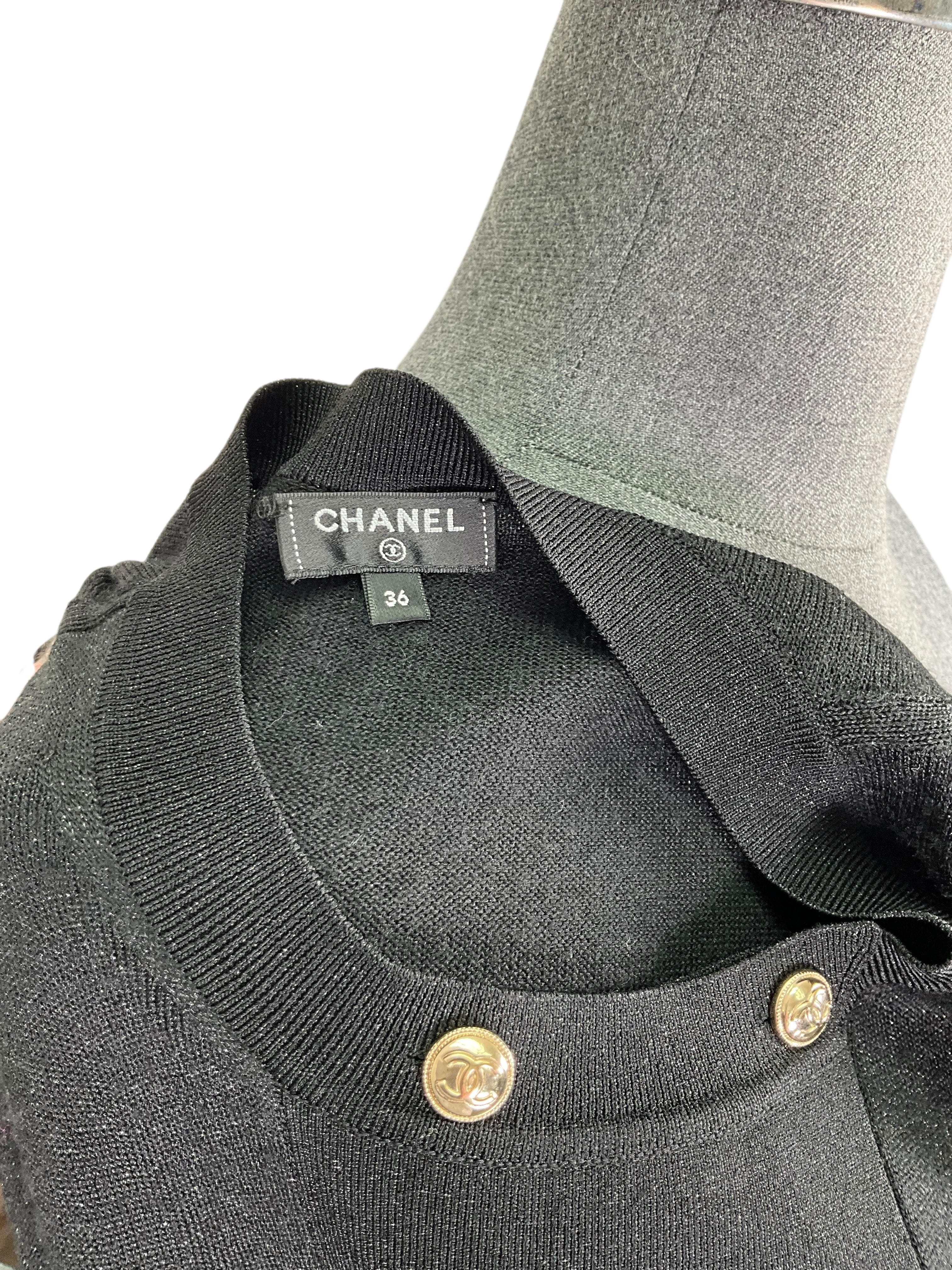 Chanel 2020 Long Sleeve CC Button Midi Dress Size S