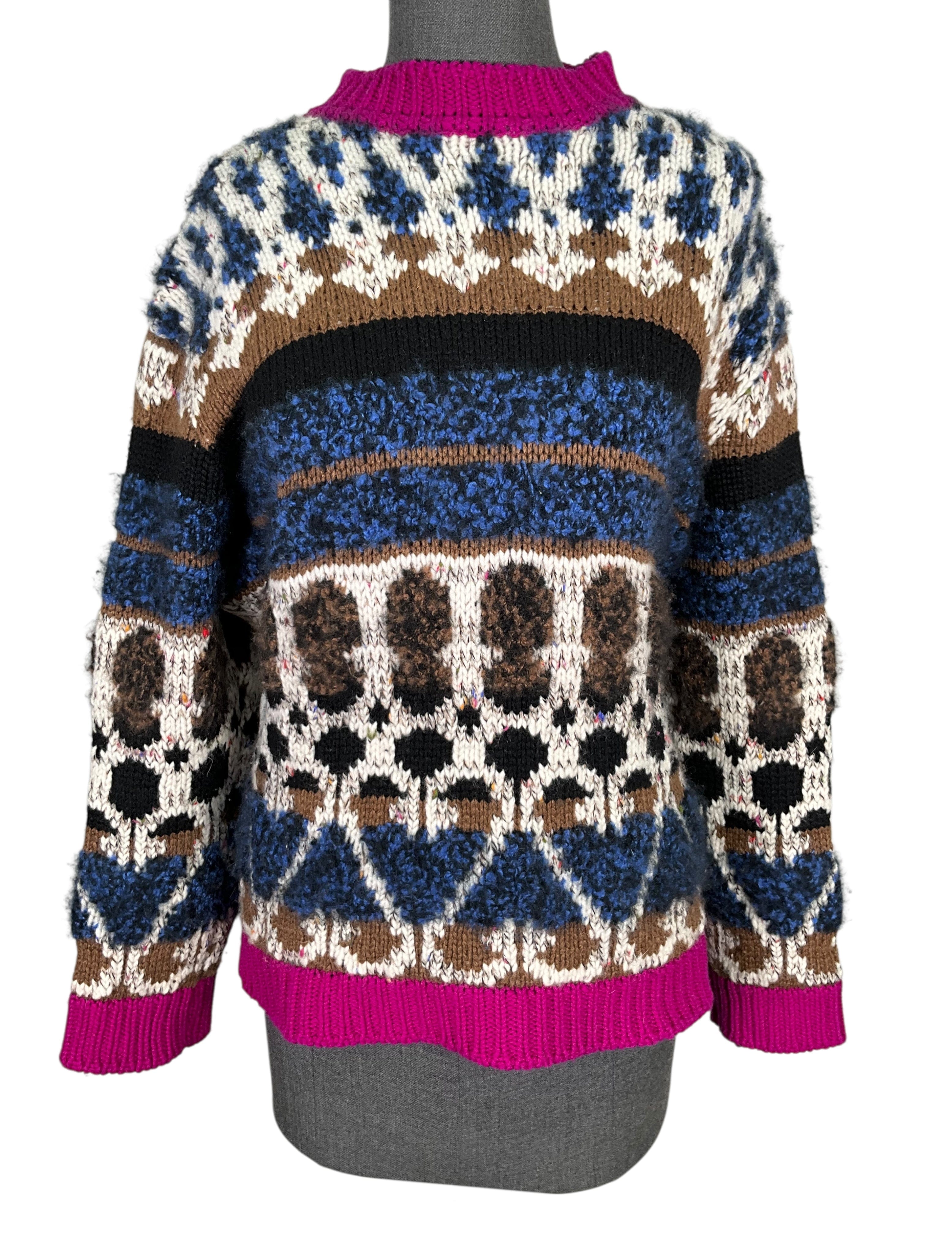 Chanel Chunky Knit Cashmere Ski Sweater Size S