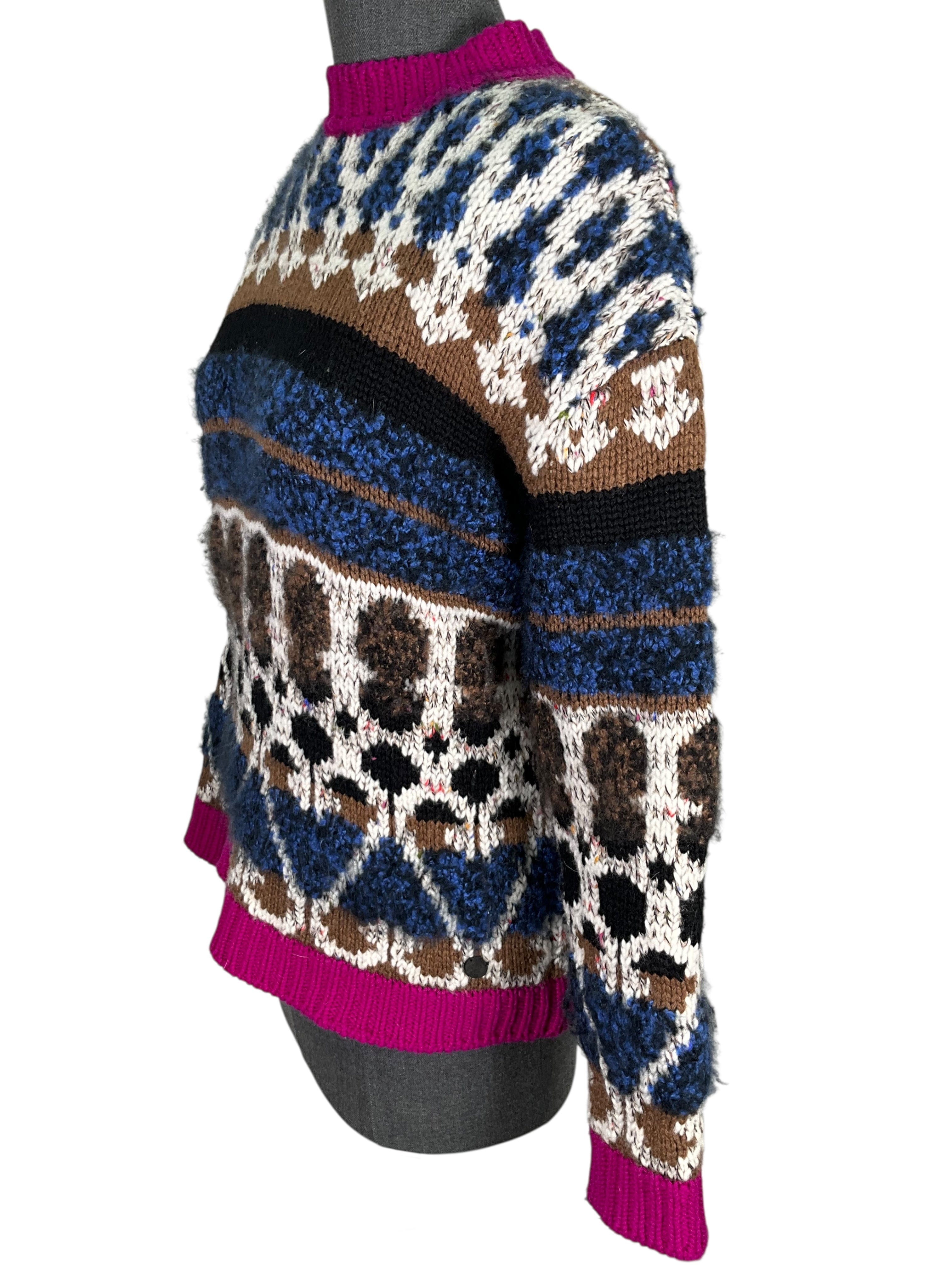 Chanel Chunky Knit Cashmere Ski Sweater Size S