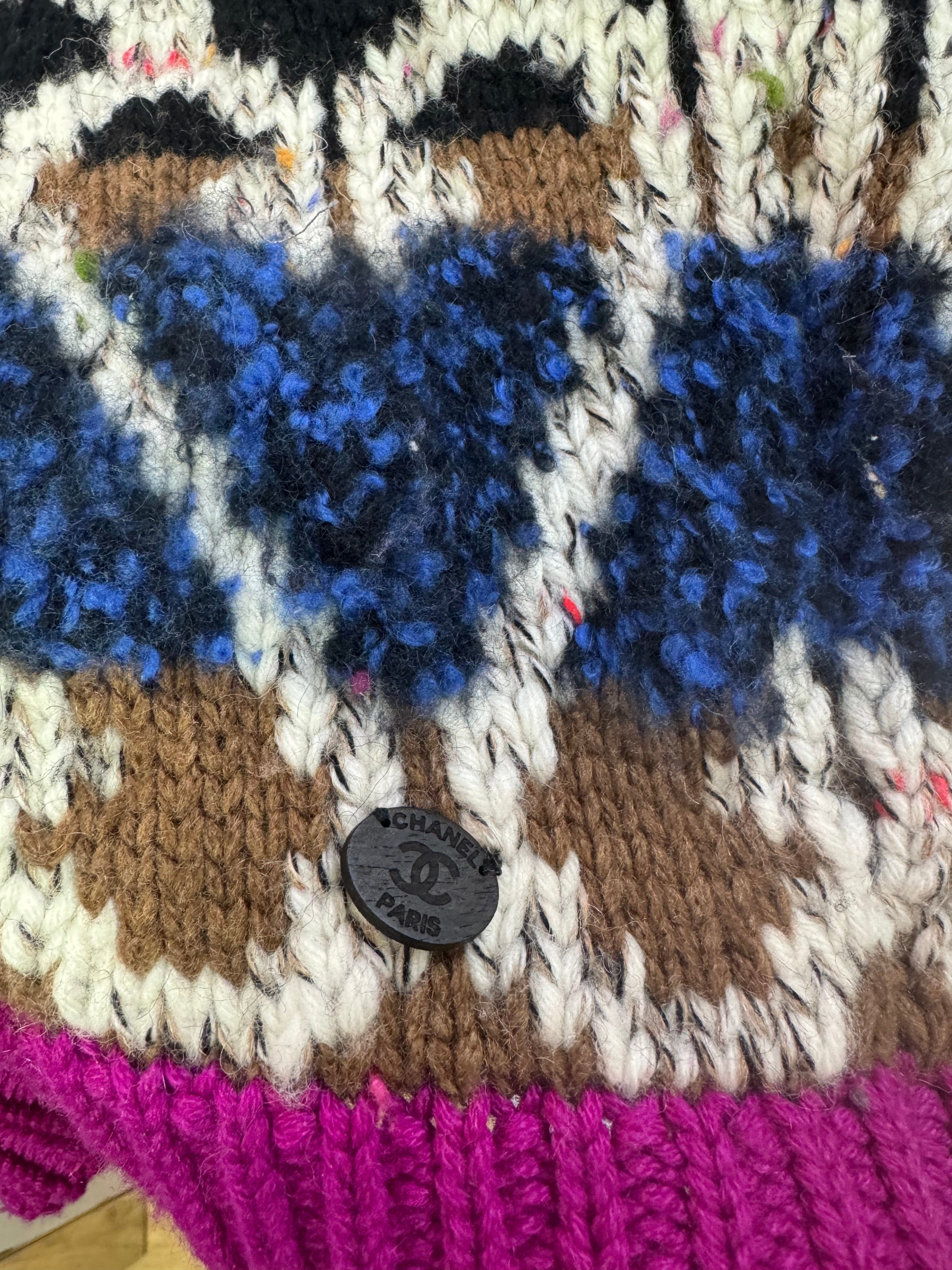 Chanel Chunky Knit Cashmere Ski Sweater Size S