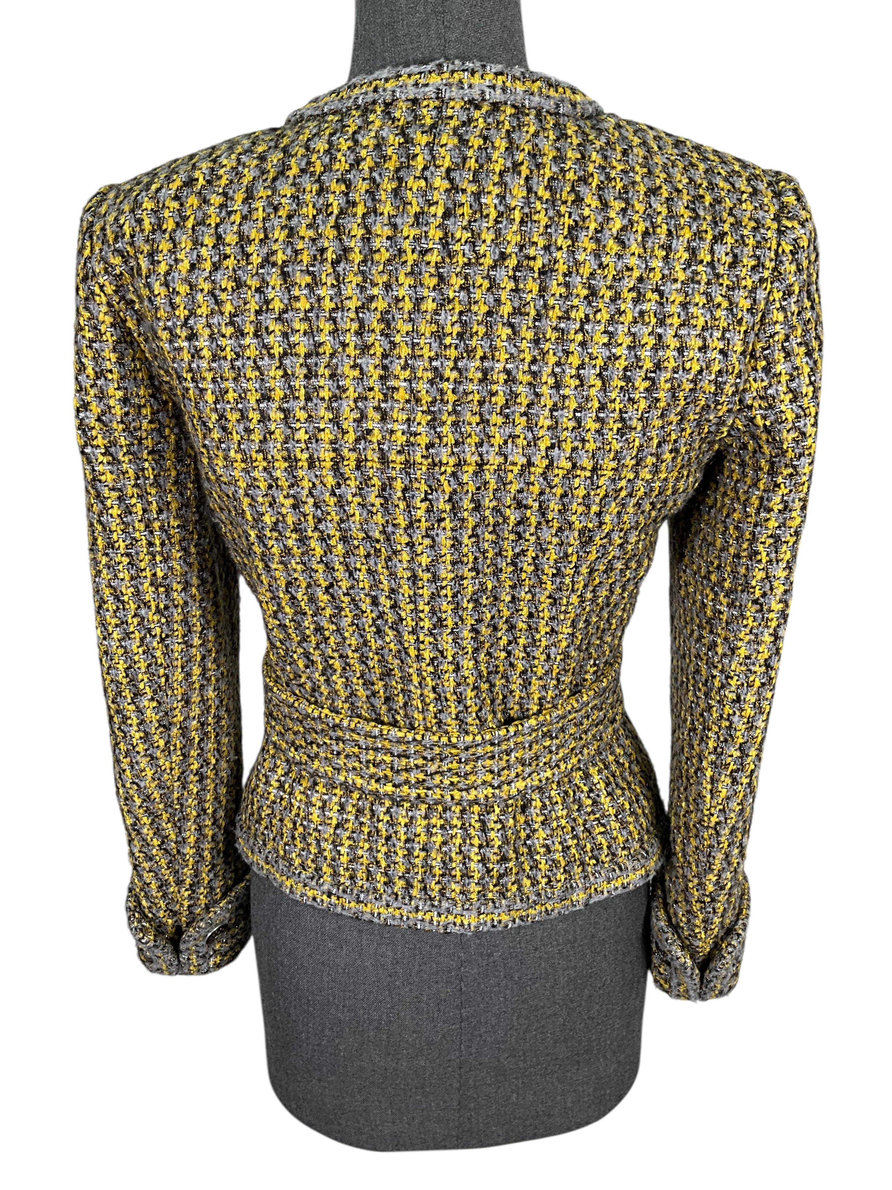 CHANEL Lesage Tweed CC Logo Belted Jacket Size S