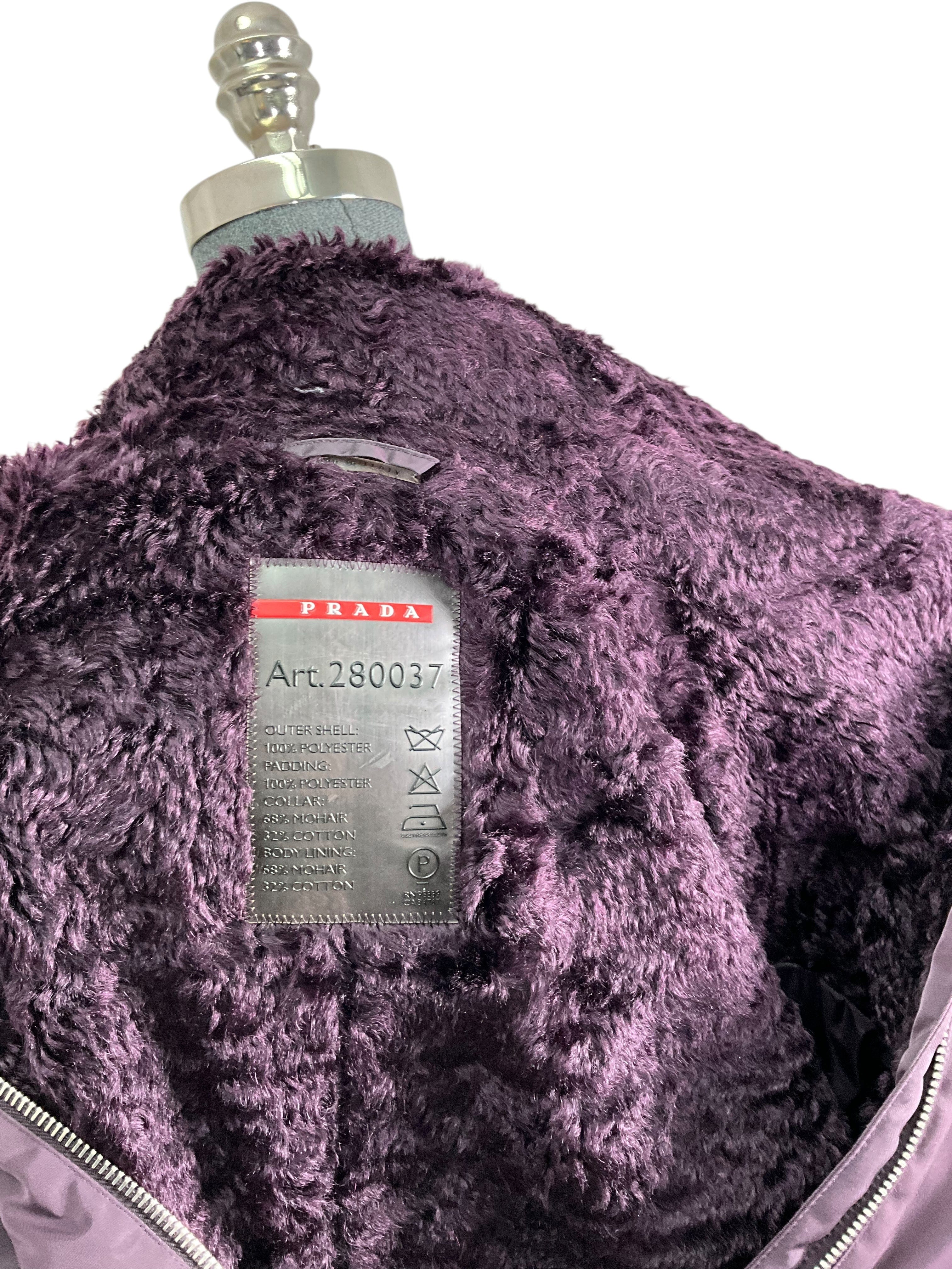 Prada Polyester Mohair Lined Bomber Jacket Size S