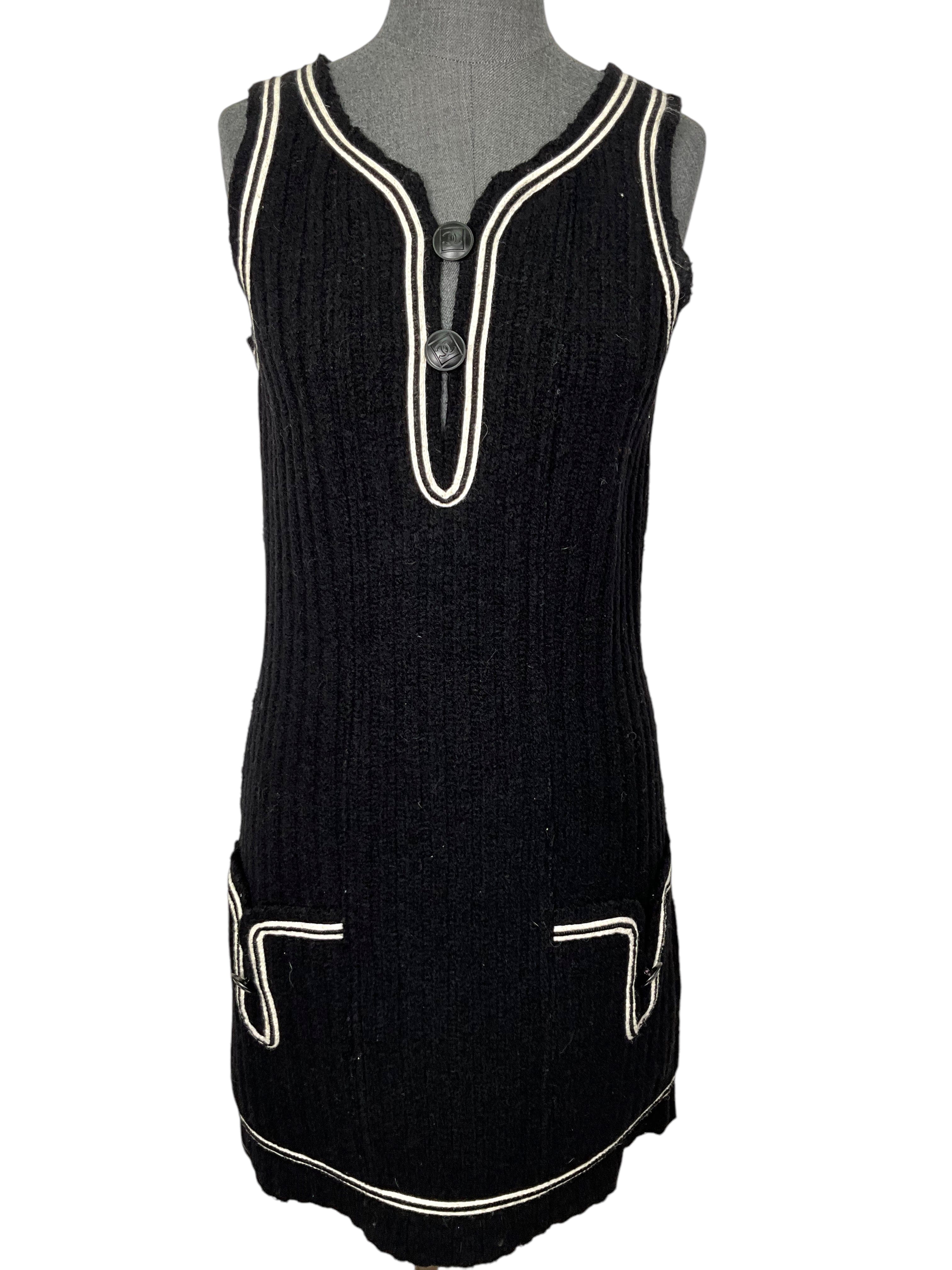 CHANEL Sport 2007 Sleeveless Wool Mini Dress Size 36