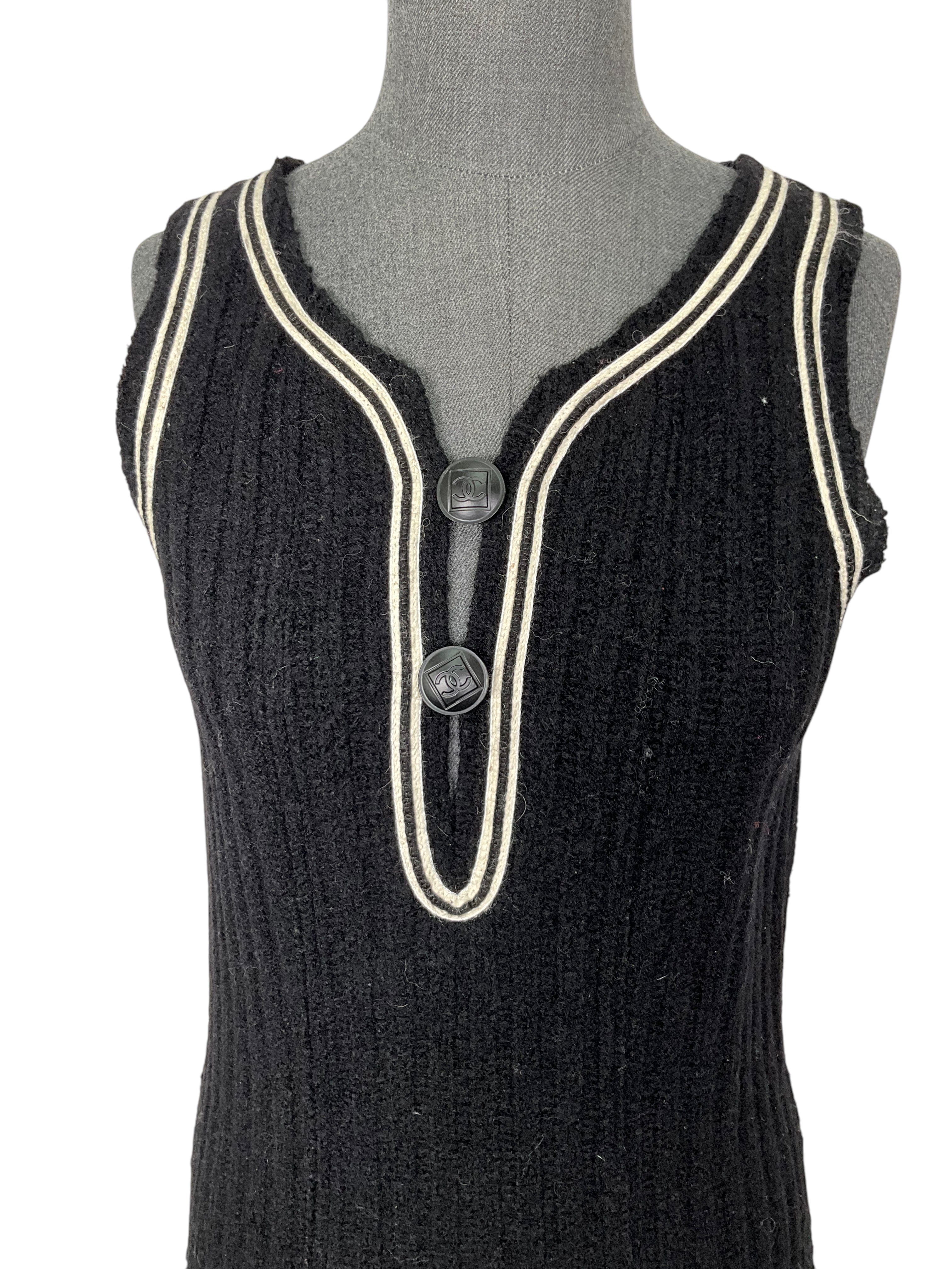 CHANEL Sport 2007 Sleeveless Wool Mini Dress Size 36