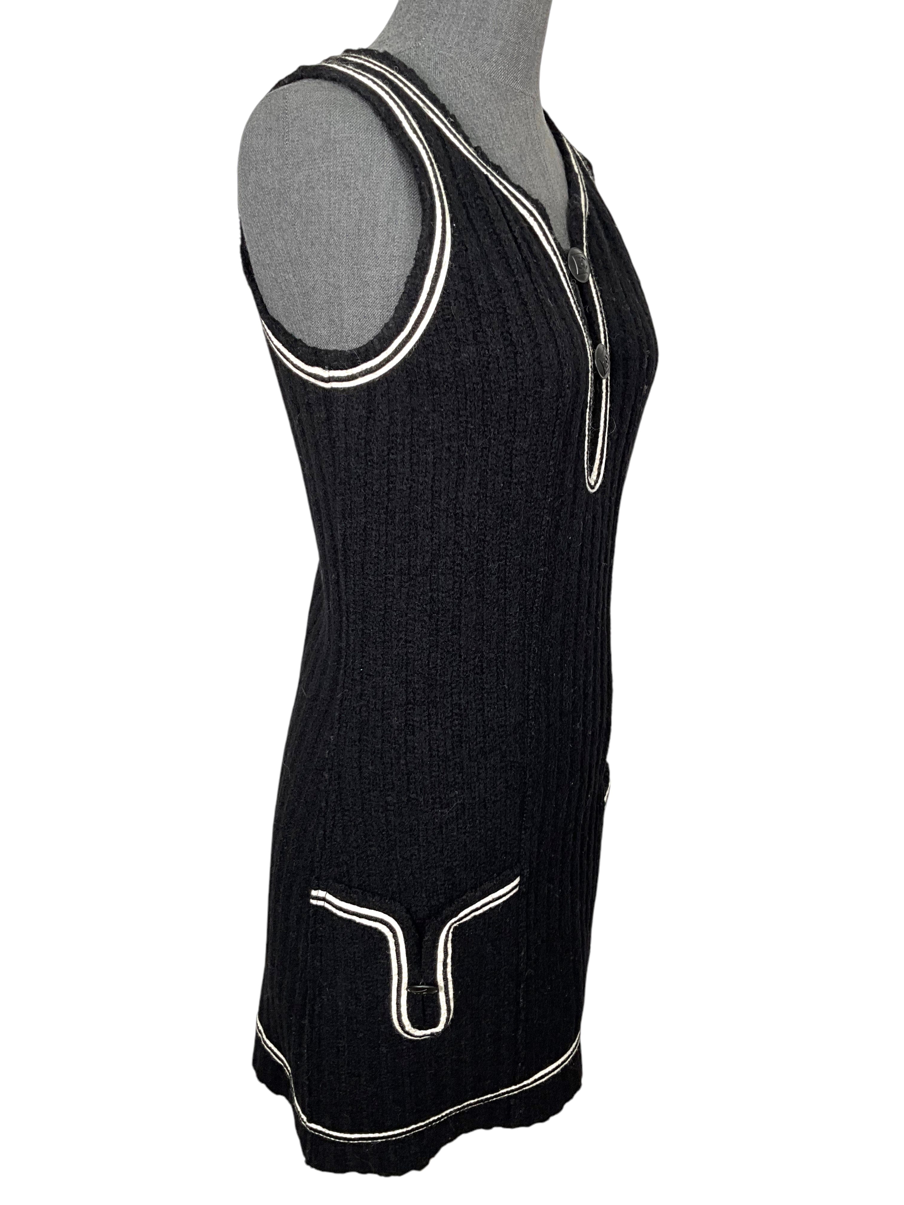 CHANEL Sport 2007 Sleeveless Wool Mini Dress Size 36