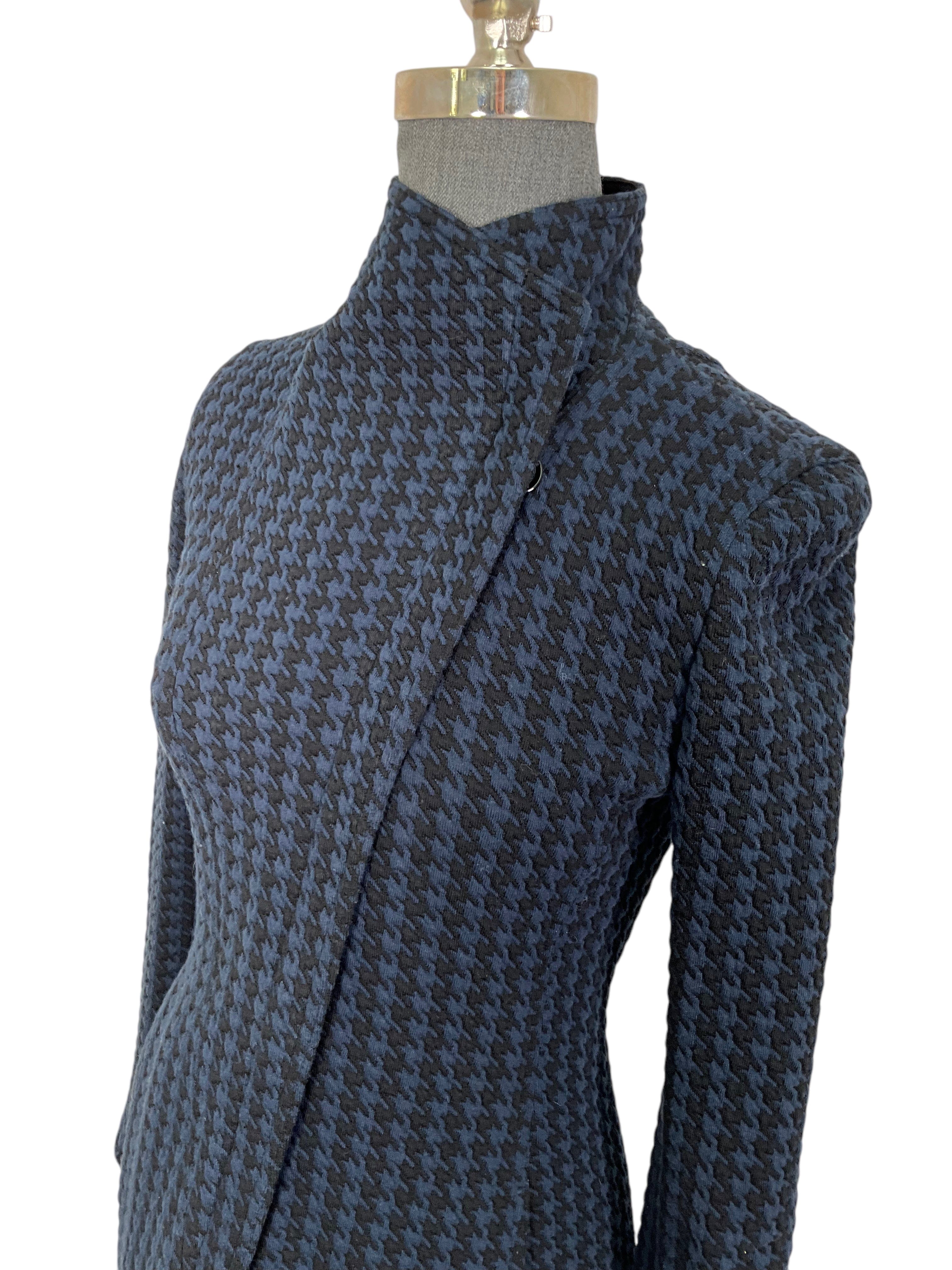AKRIS PUNTO Houndstooth Knit Asymmetrical Jacket Size XS NEW