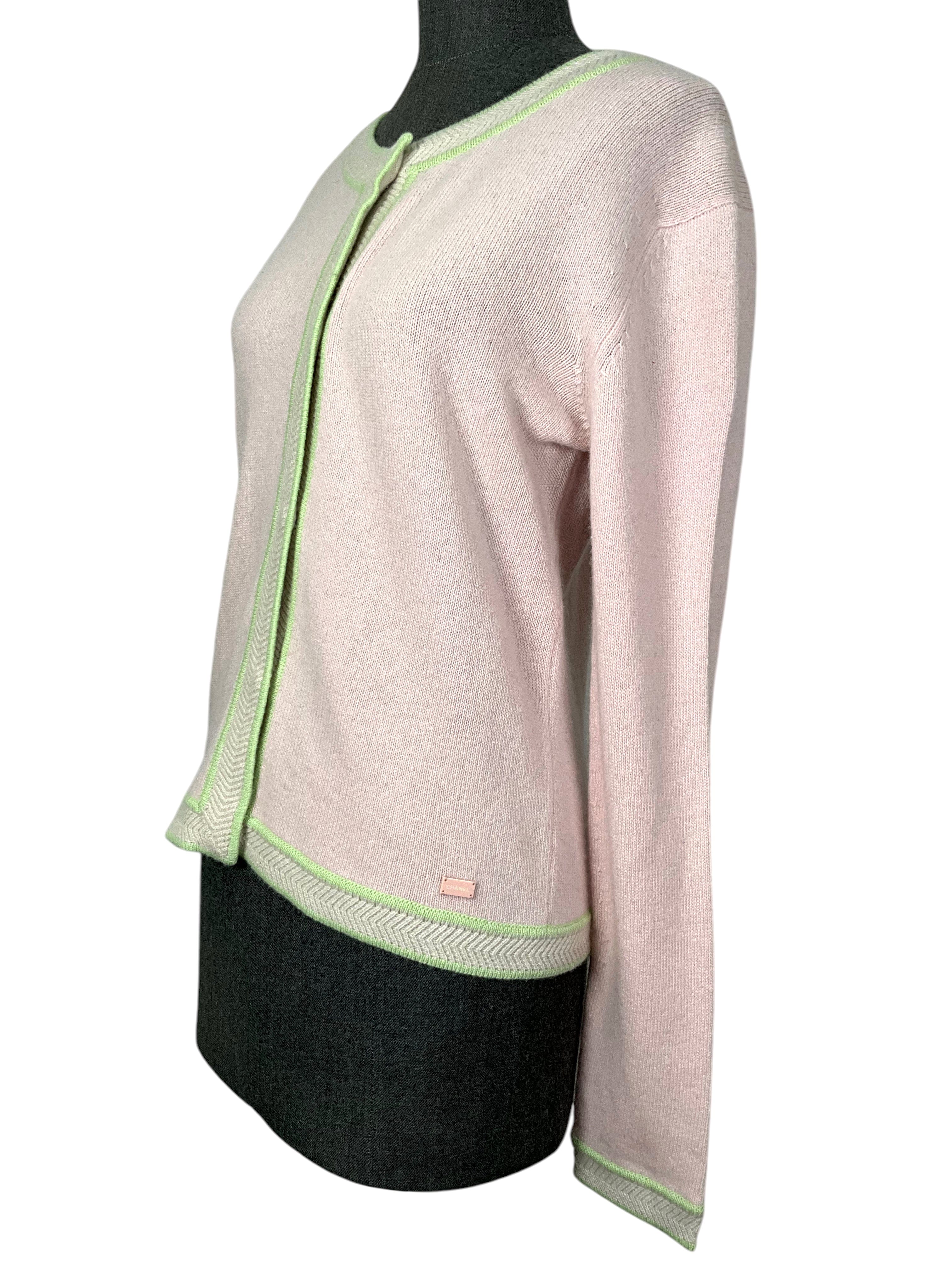 CHANEL 2003 Knit Cashmere Cardigan Sweater Size 42