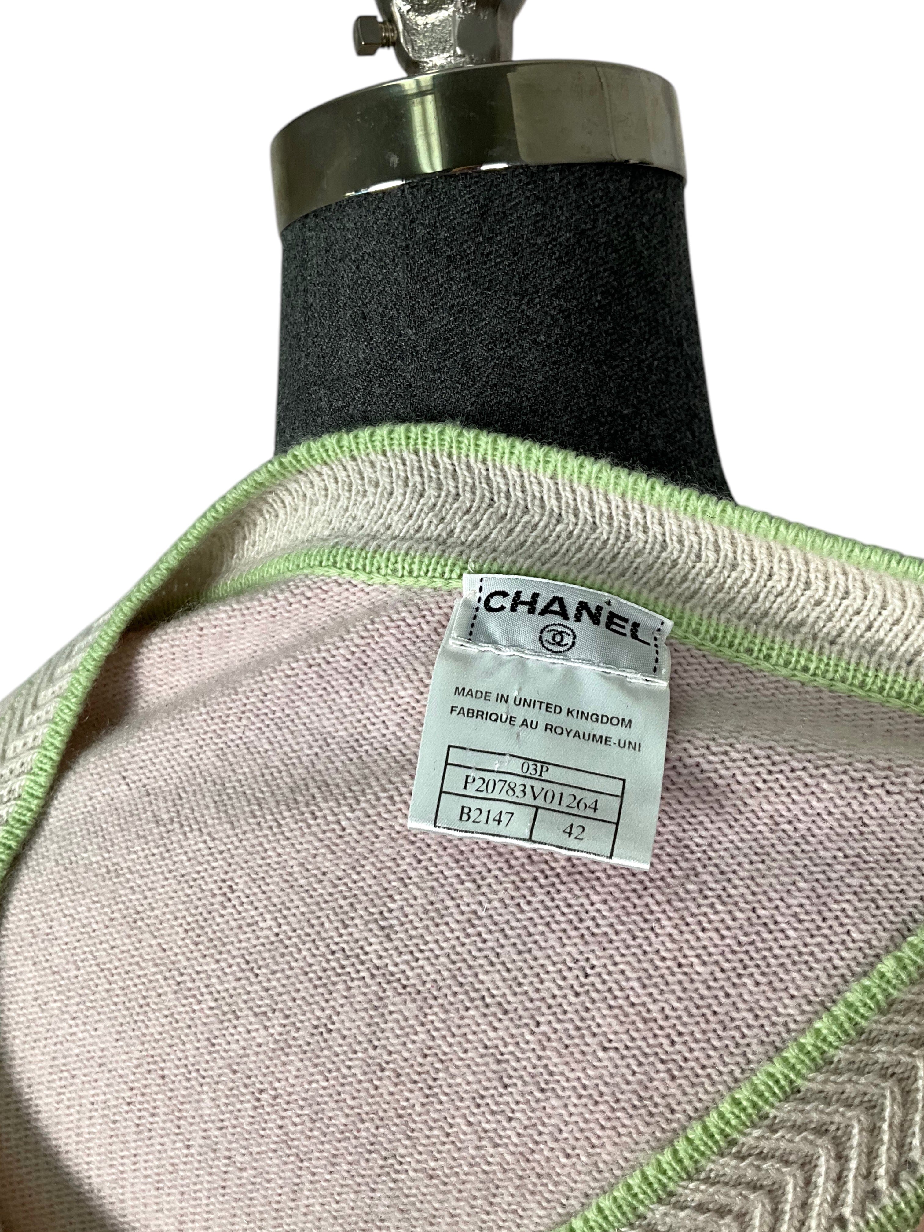 CHANEL 2003 Knit Cashmere Cardigan Sweater Size 42