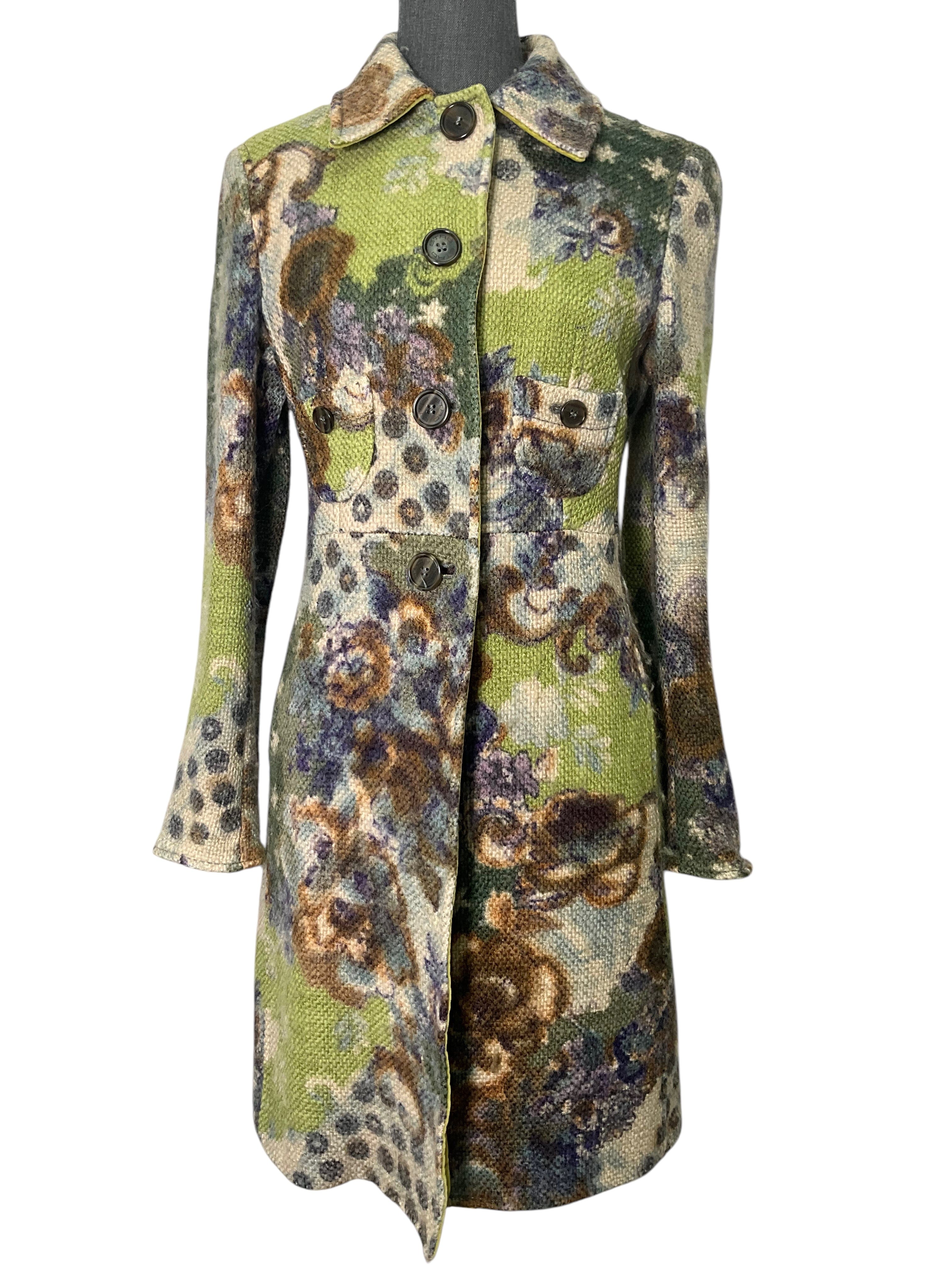 ETRO Wool Jacquard Duster Coat Size M