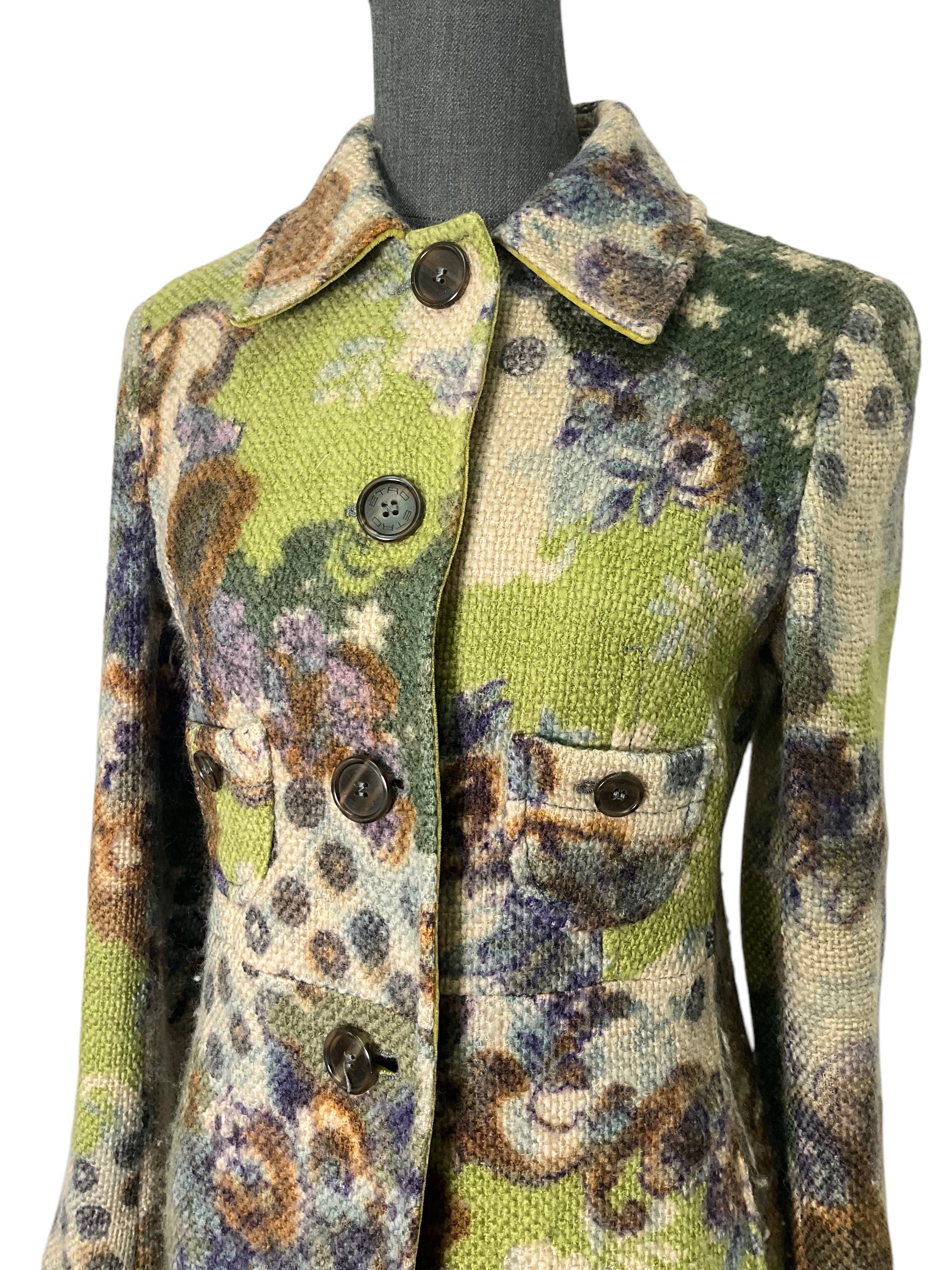 ETRO Wool Jacquard Duster Coat Size M