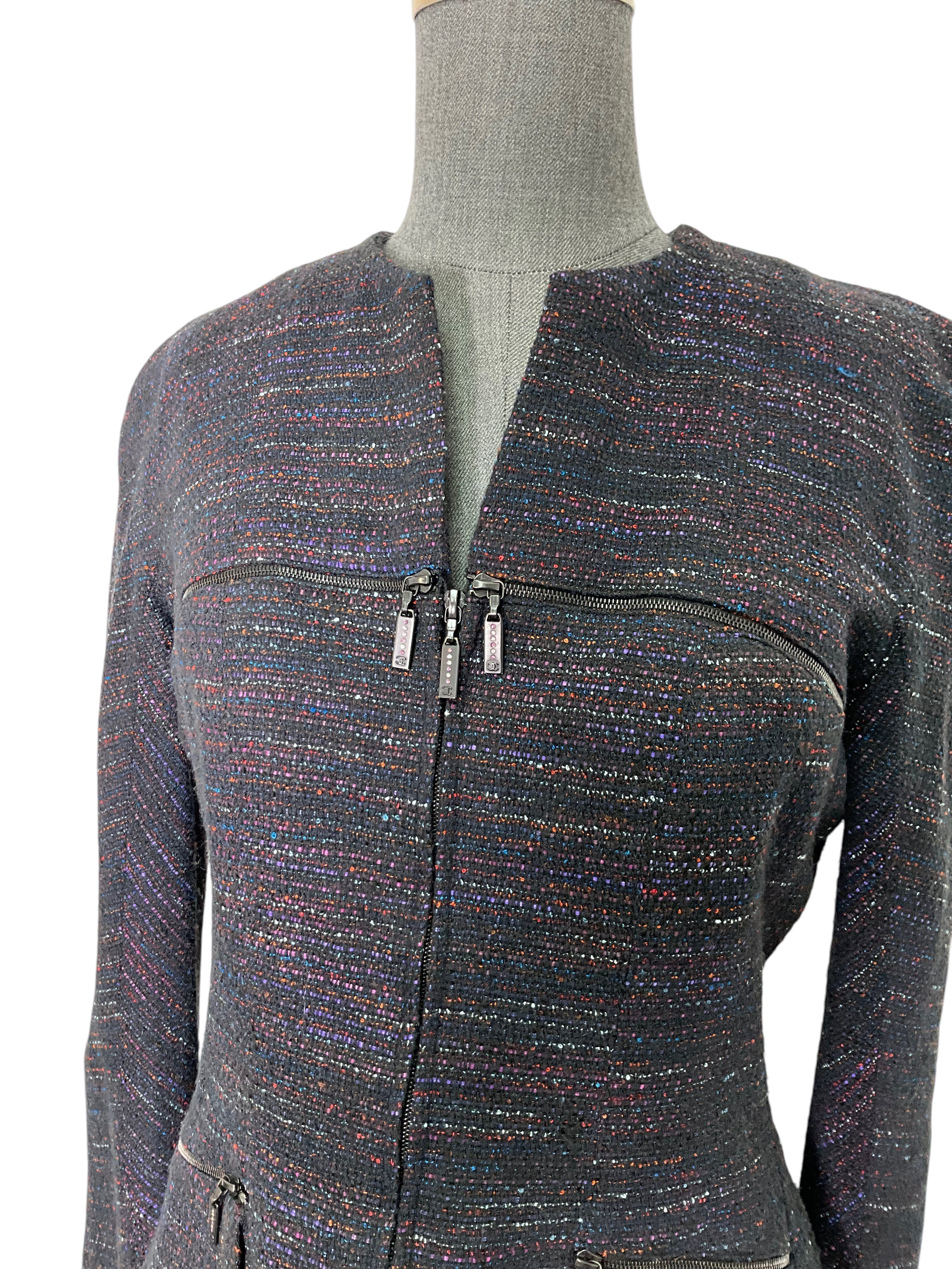 CHANEL 02A Zipper Detail Jacket Size M