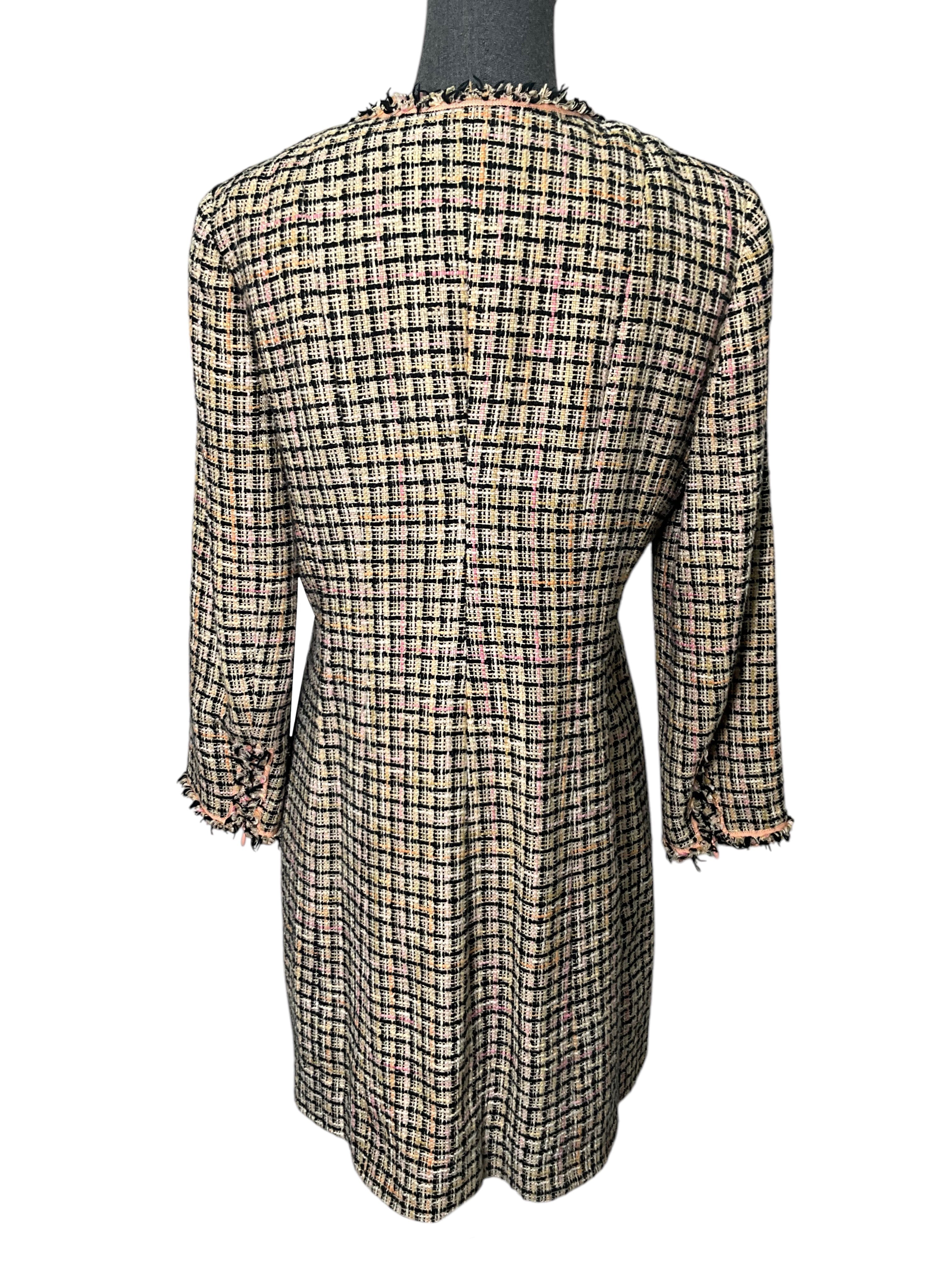 CHANEL 03P Frayed Tweed Duster Jacket Size L