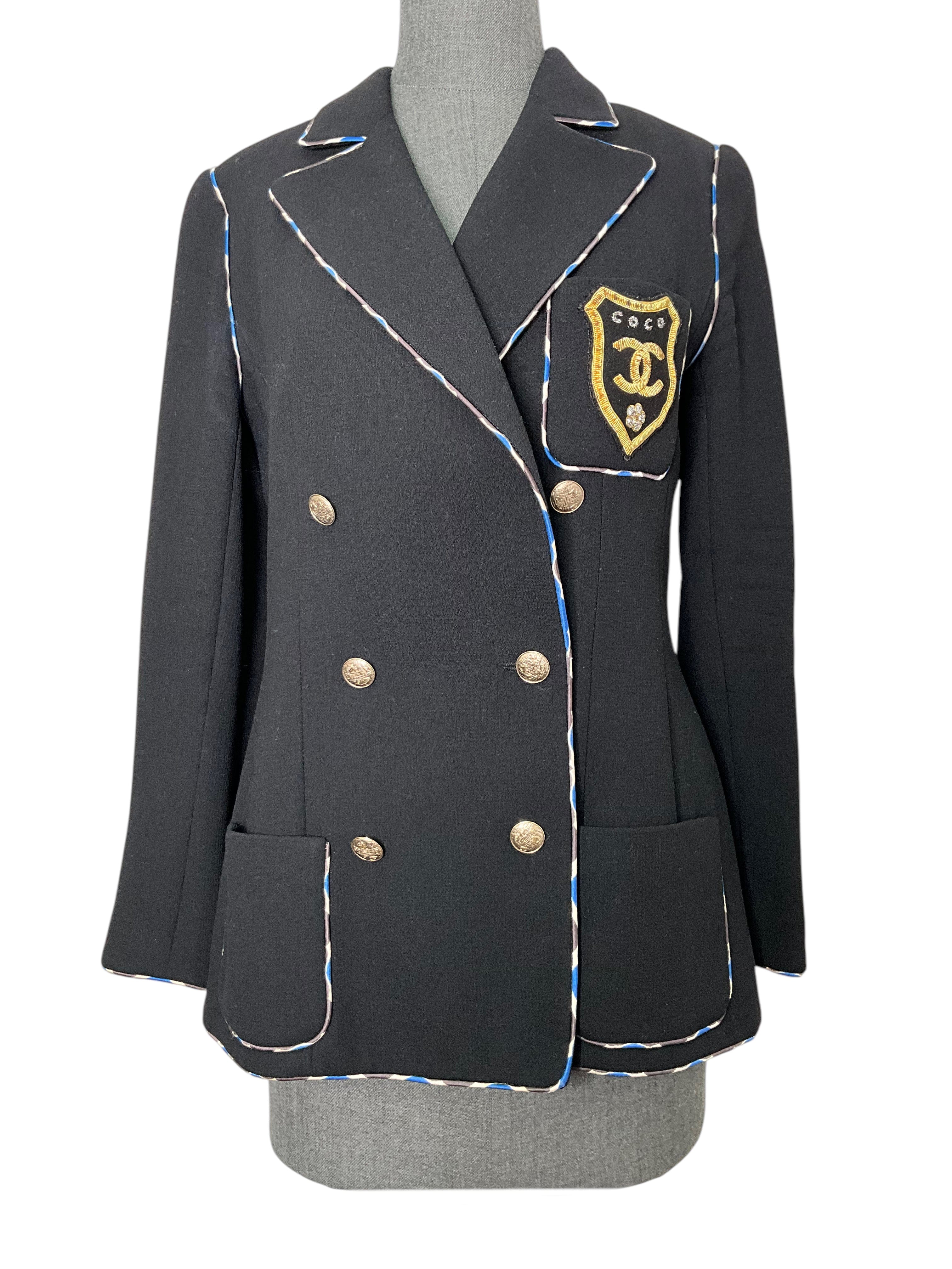CHANEL 2005 COCO CC Logo Crest Jacket Size M
