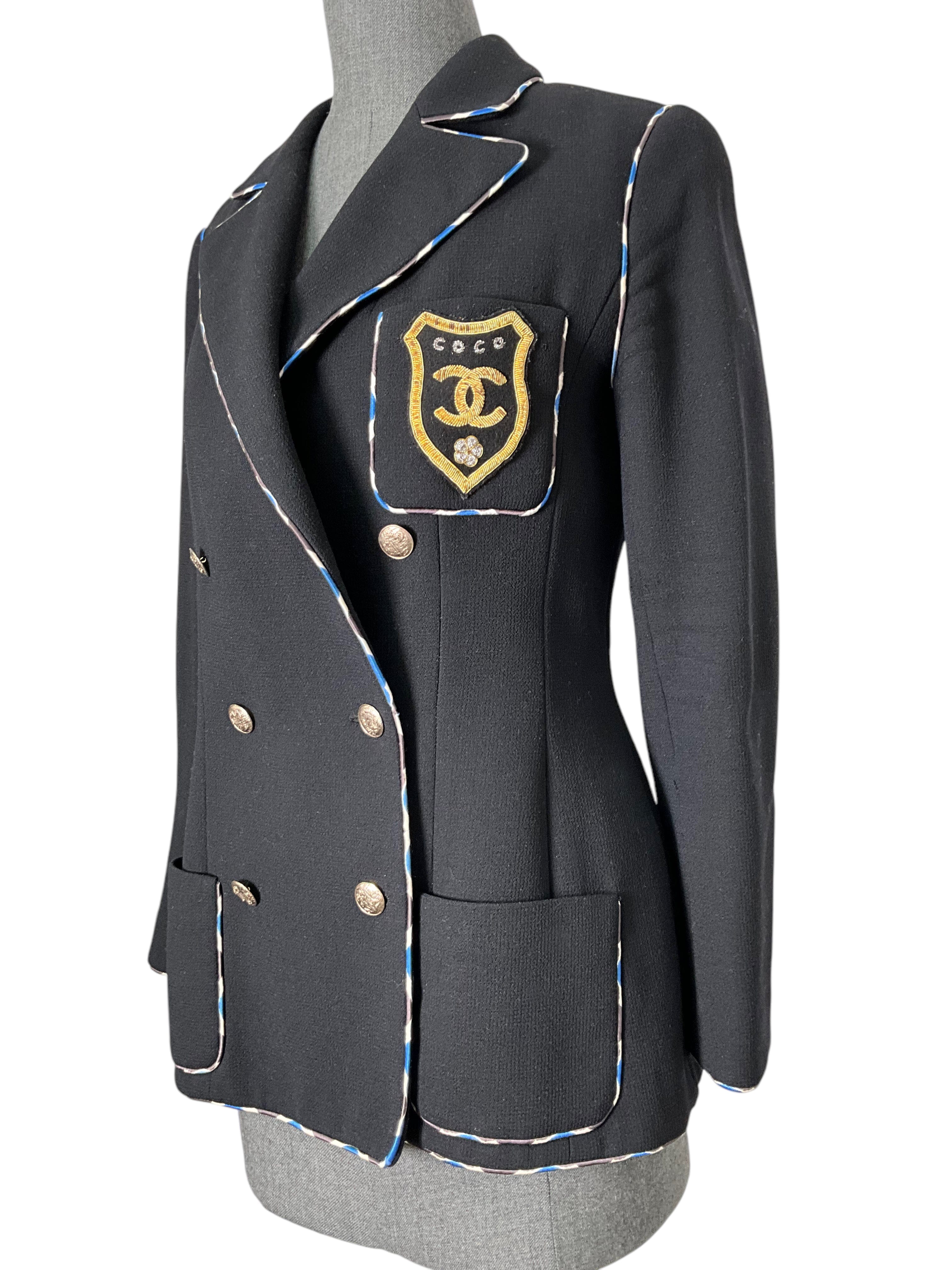 CHANEL 2005 COCO CC Logo Crest Jacket Size M