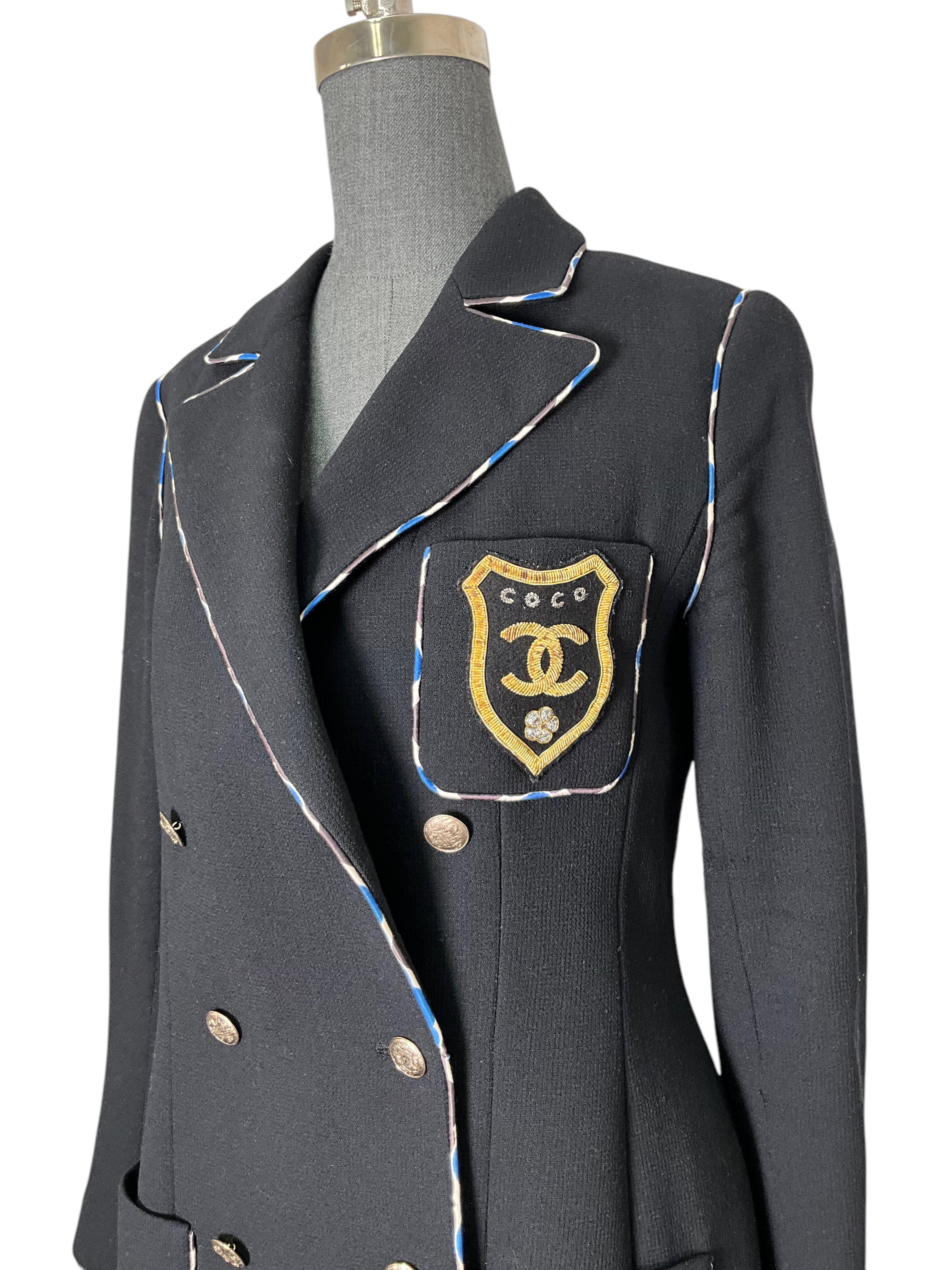 CHANEL 2005 COCO CC Logo Crest Jacket Size M