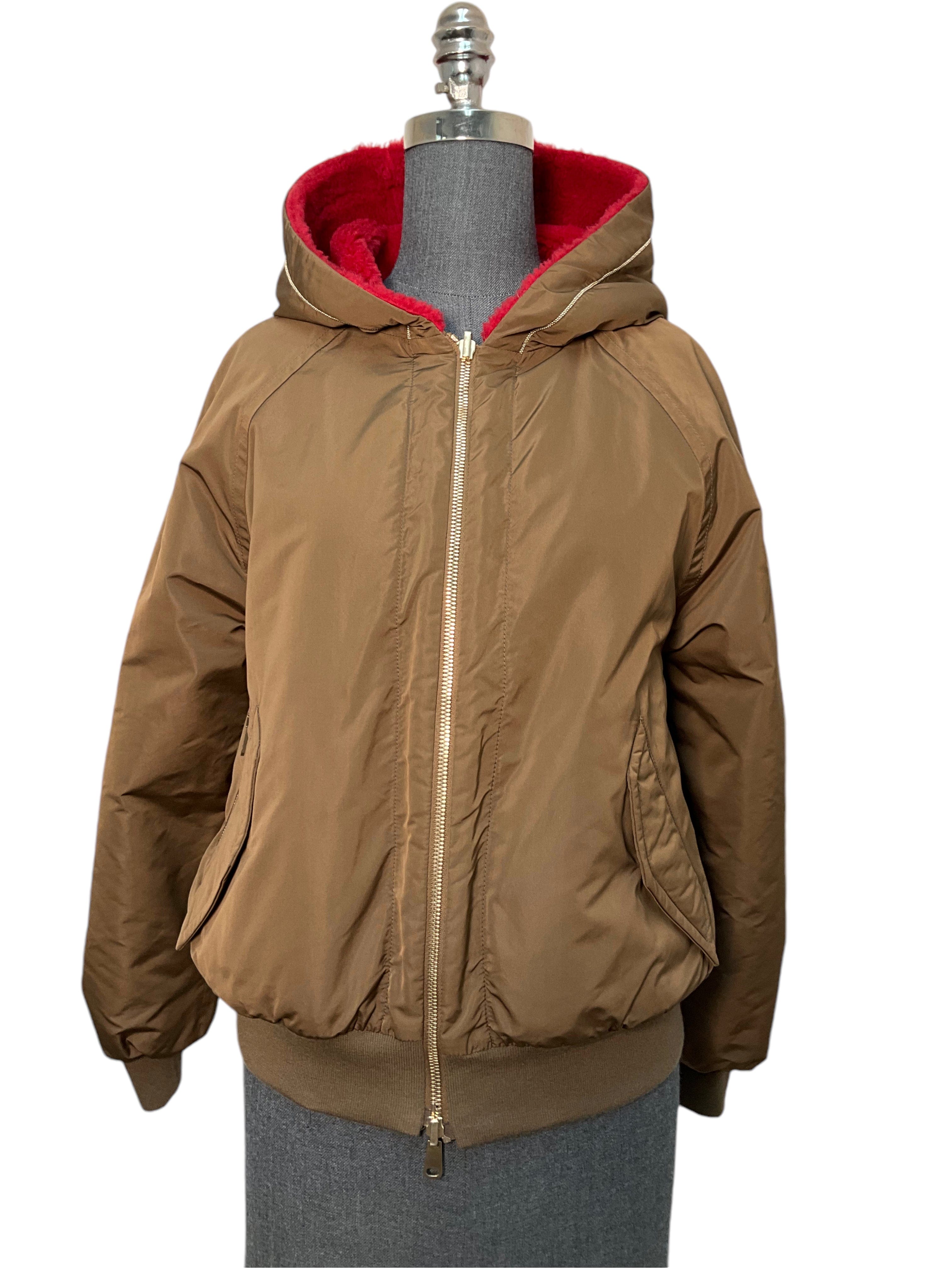 Brunello Cucinelli Reversible Cashmere Hooded Bomber Jacket Size S NWT