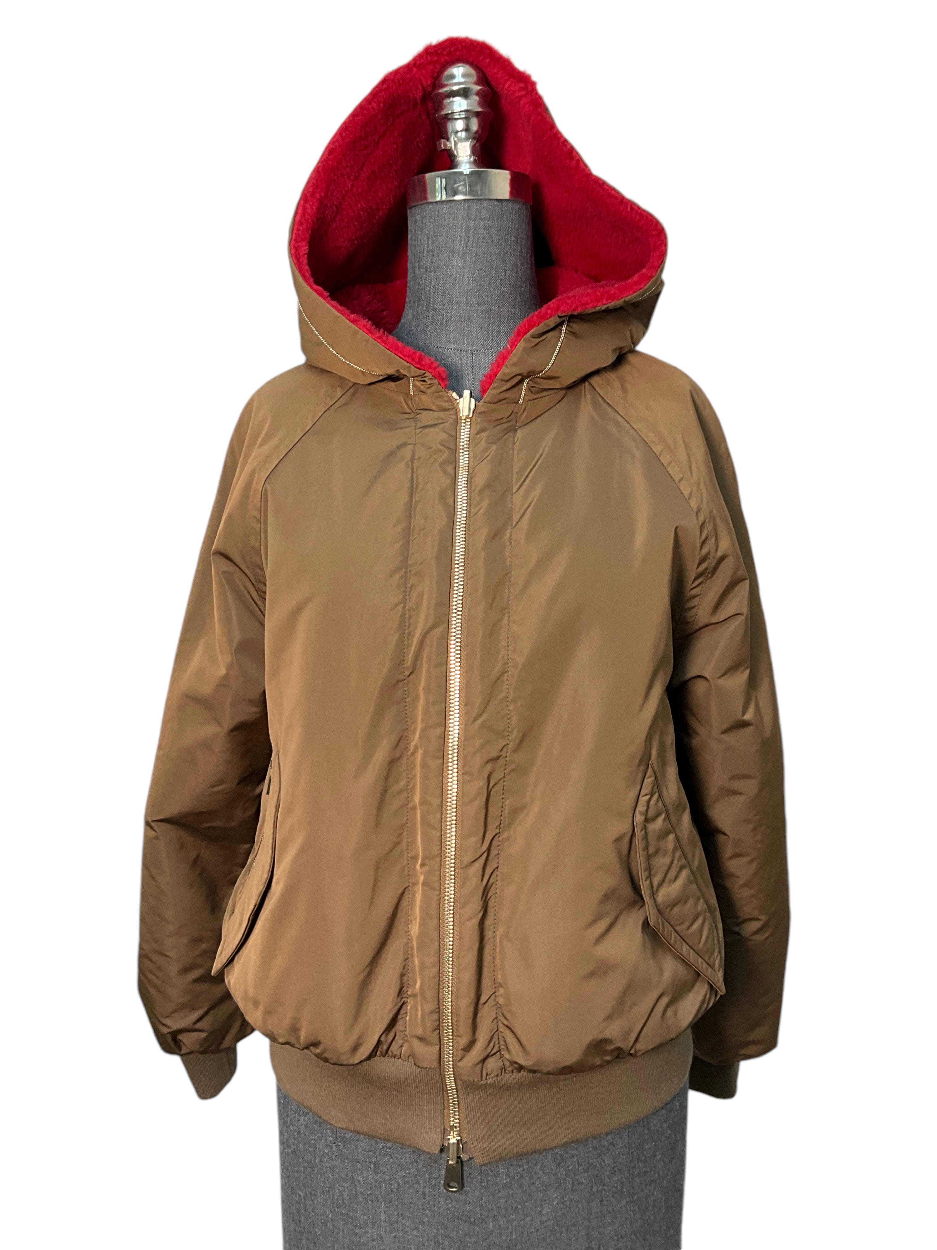 Brunello Cucinelli Reversible Cashmere Hooded Bomber Jacket Size S NWT
