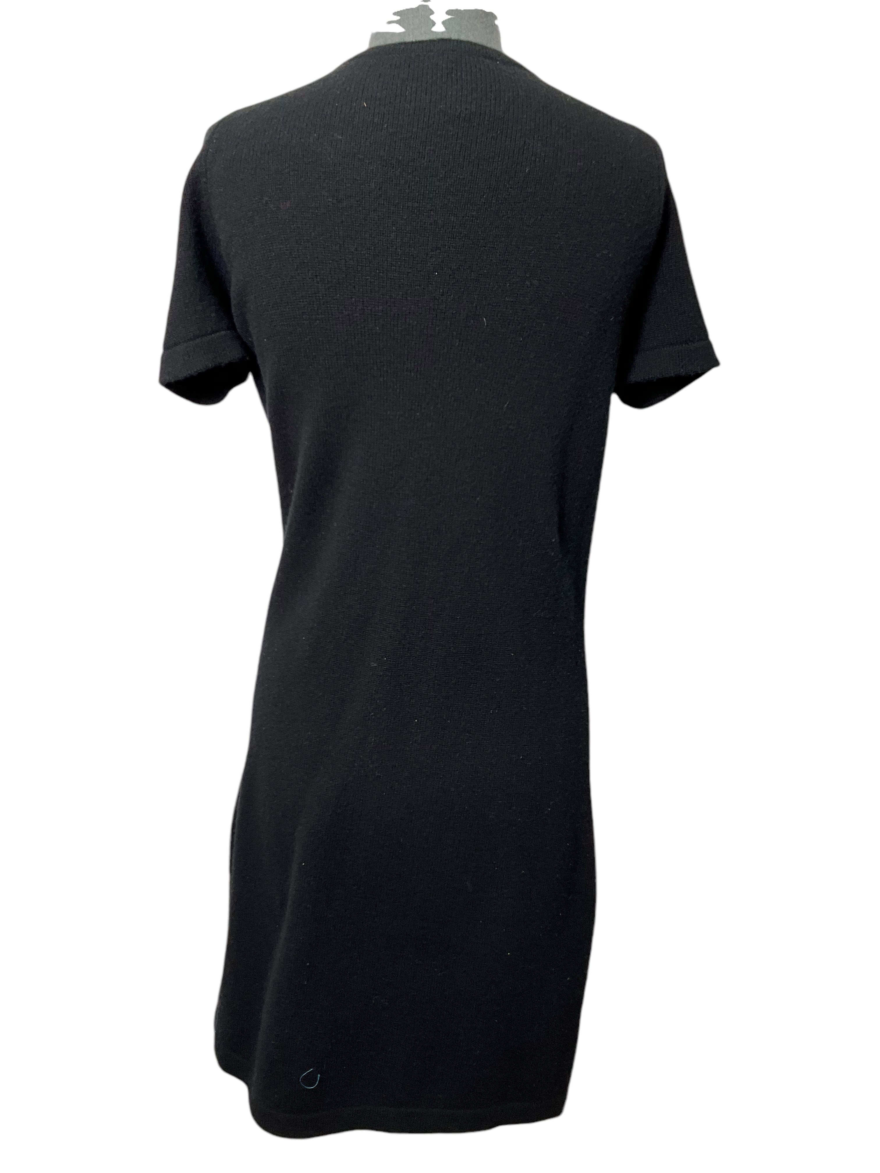 CHANEL 09A CC Lucky Clover Patch Cashmere Dress Size M