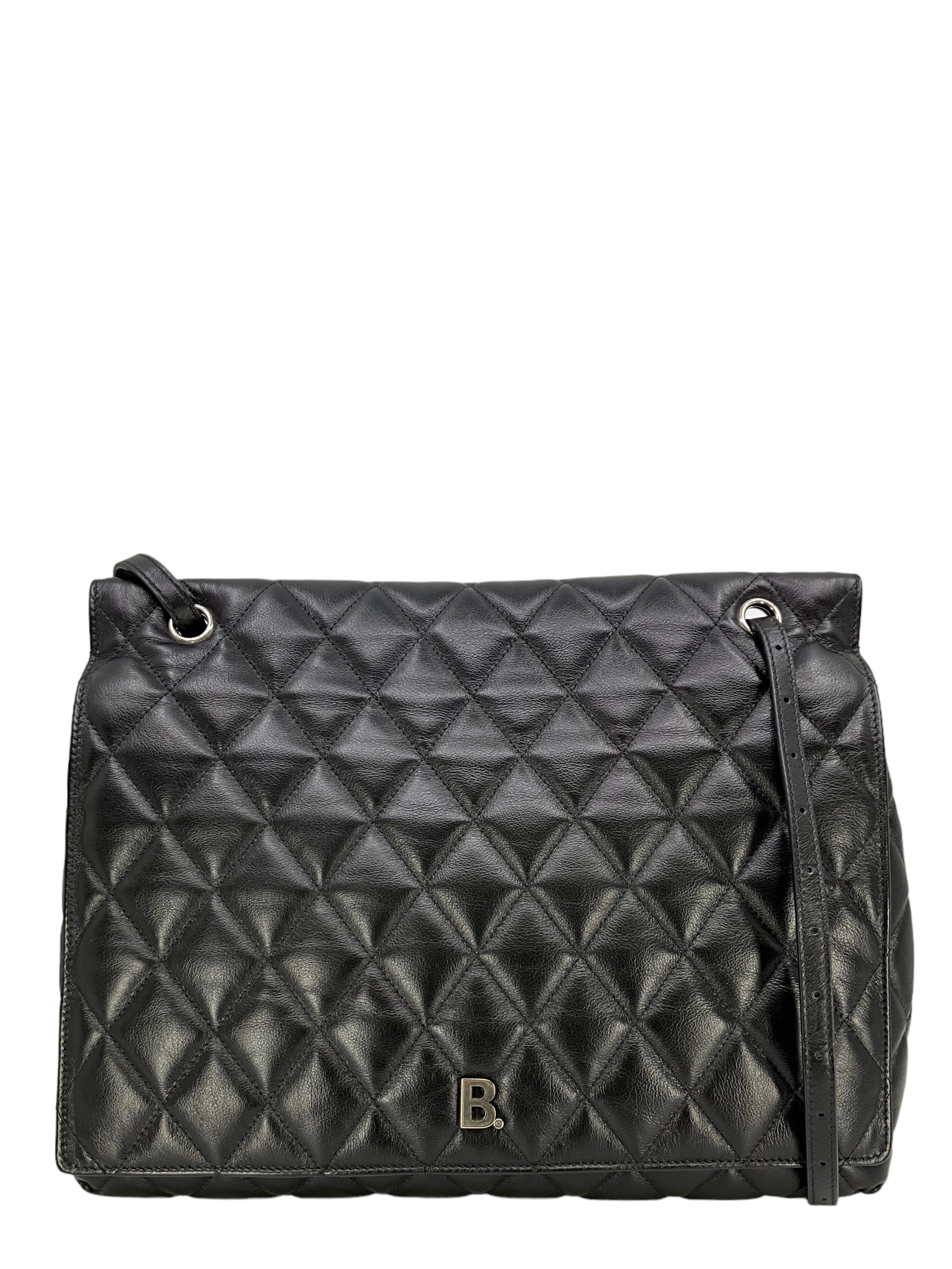BALENCIAGA Nappa Calfskin Quilted Large Touch B Shoulder Bag