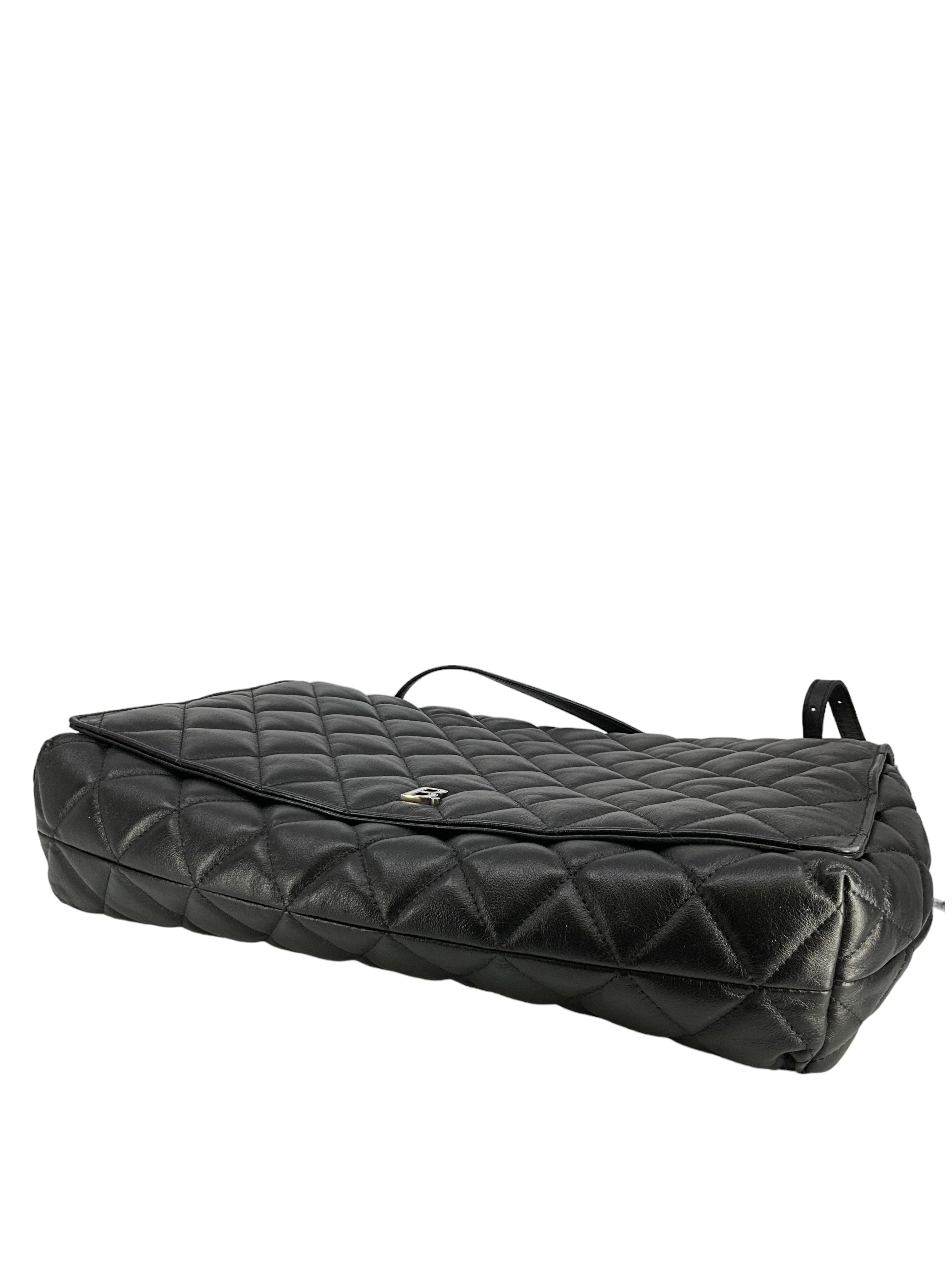 BALENCIAGA Nappa Calfskin Quilted Large Touch B Shoulder Bag