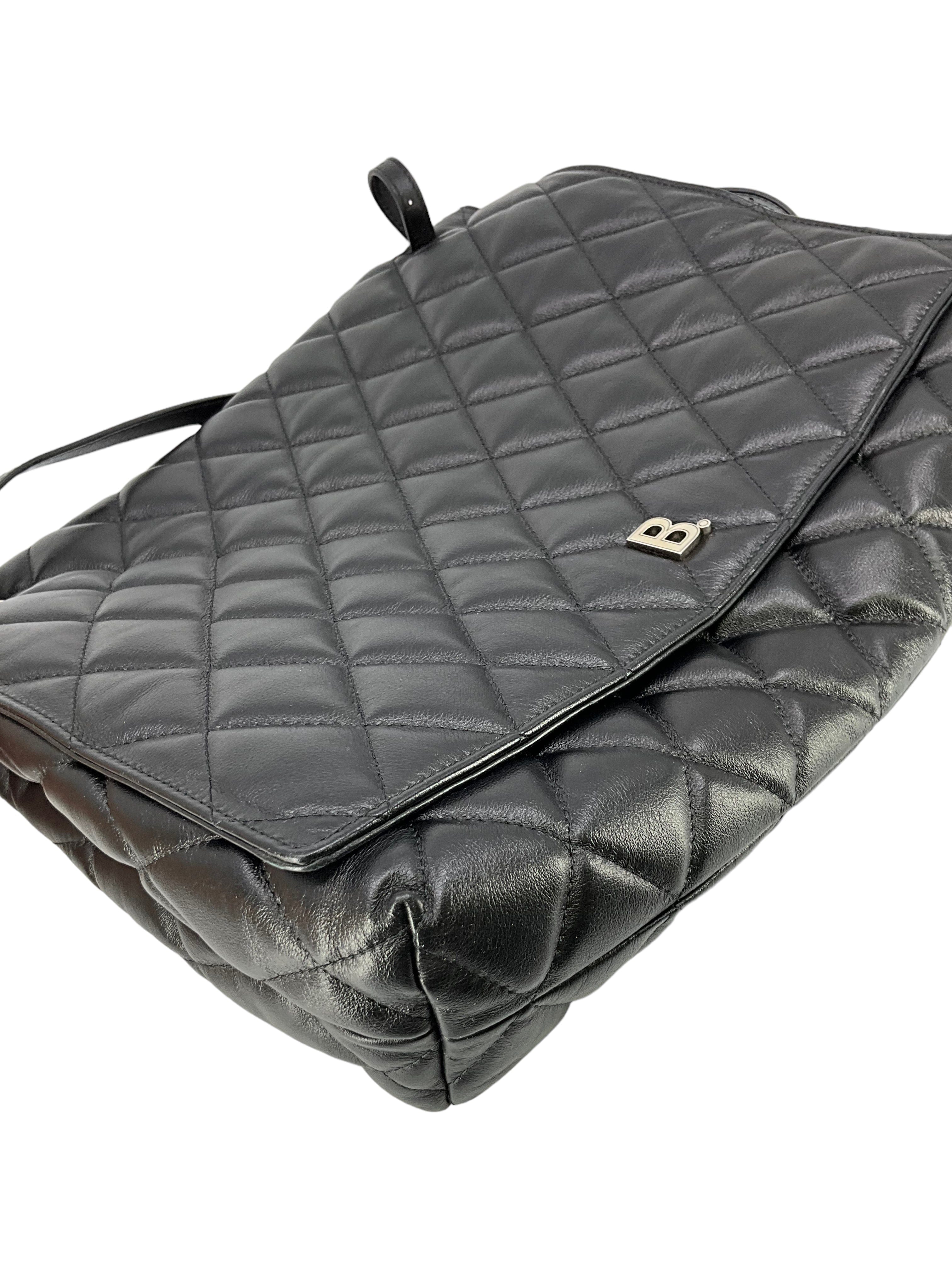 BALENCIAGA Nappa Calfskin Quilted Large Touch B Shoulder Bag