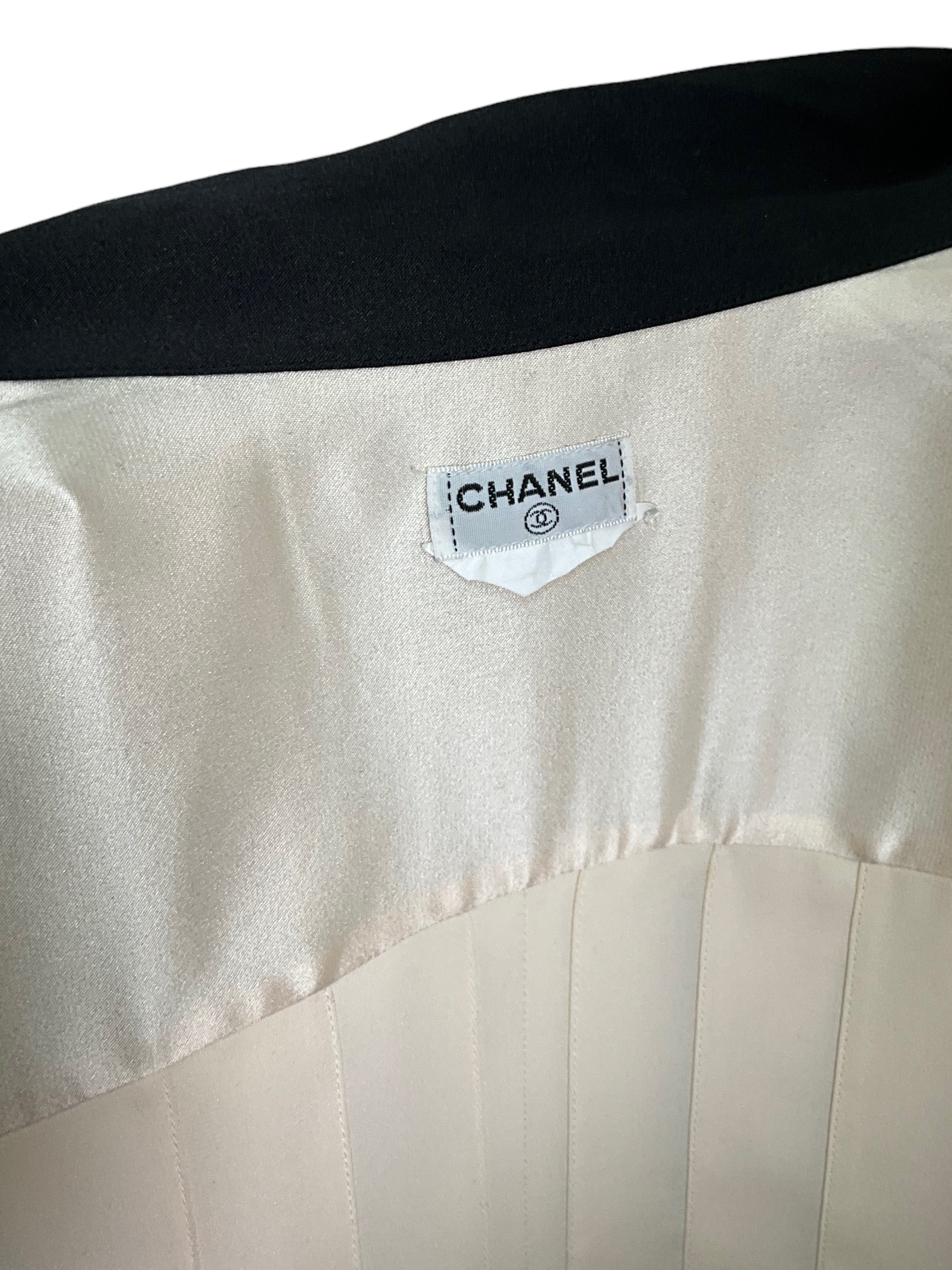 CHANEL Pleated Silk Charmeuse Blouse Size M