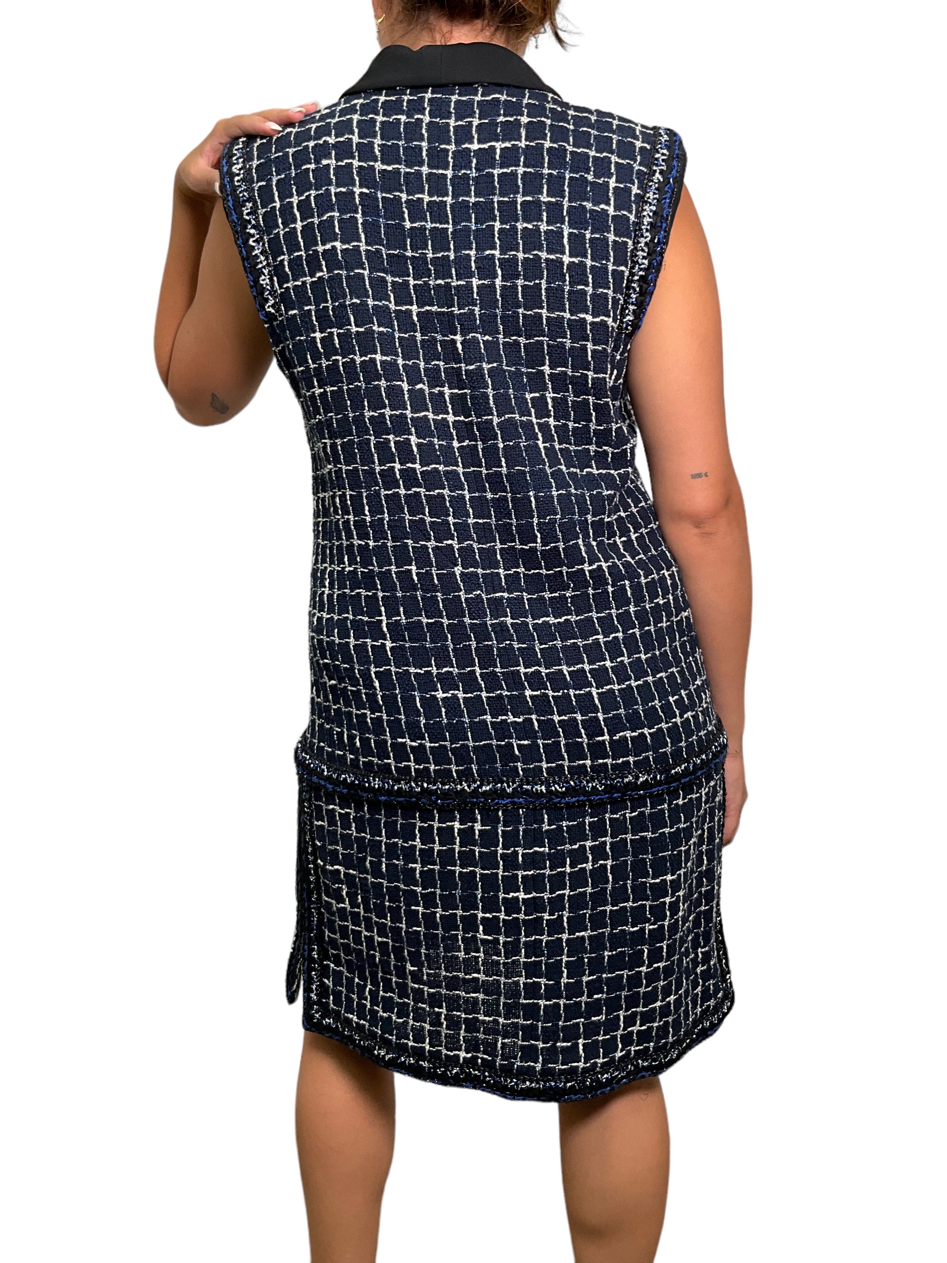 CHANEL Lesage Tweed Sleeveless Dress Size L